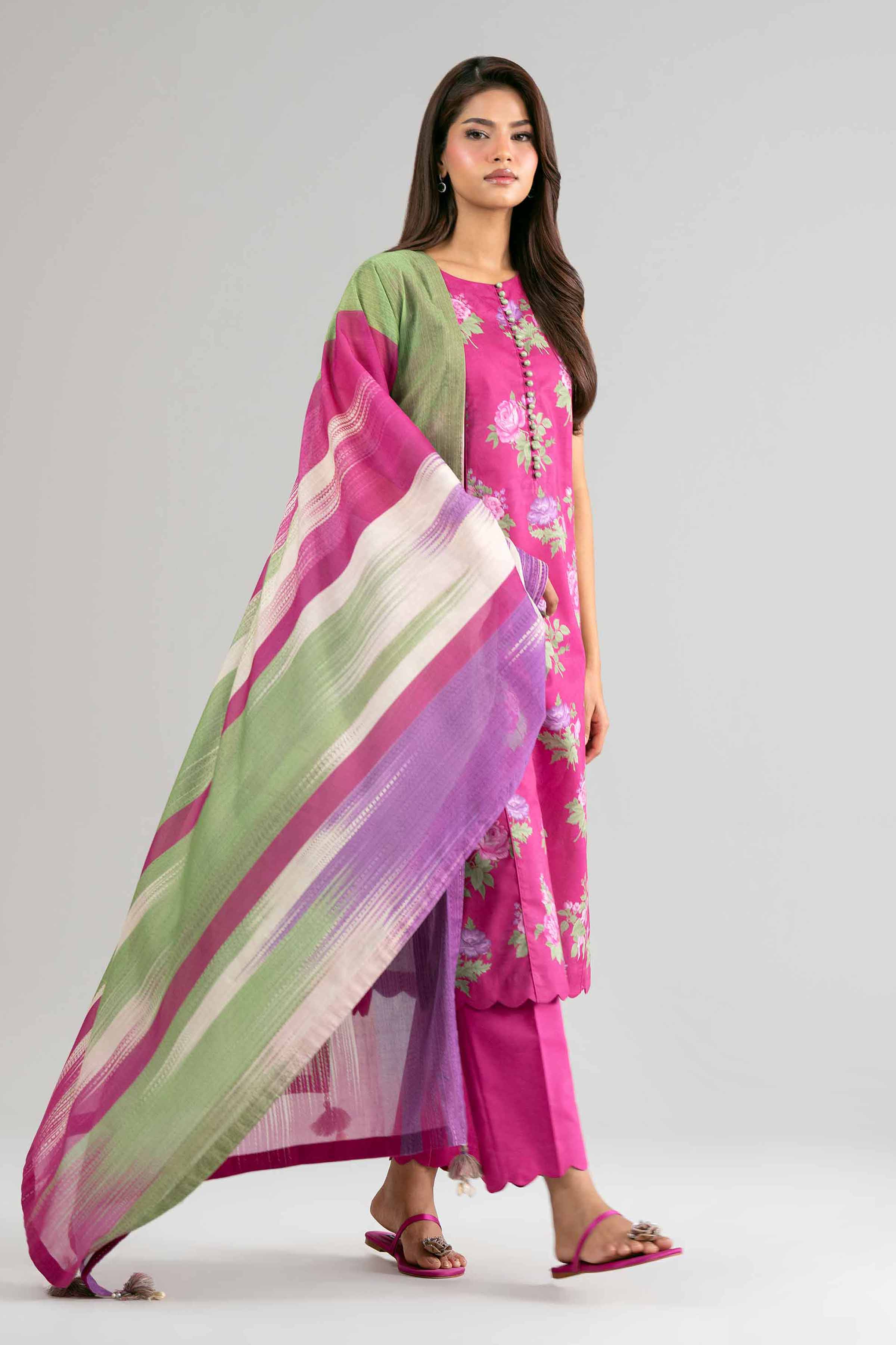 3 Piece - Digital Printed Embroidered Suit - 42601474 Pink Lawn 3PC Embroidered Summer