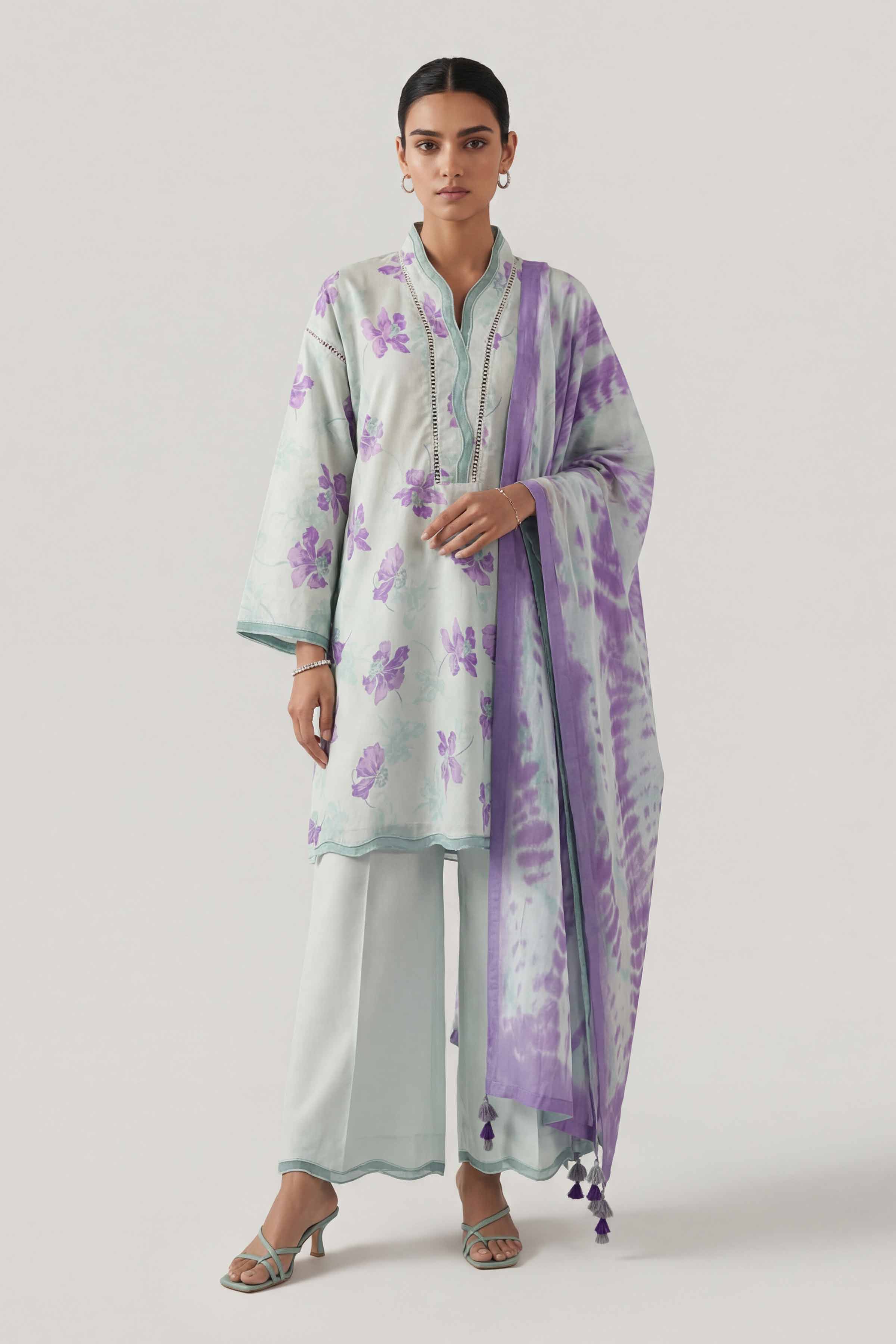 3 Piece - Digital Printed Suit - 42601475 Green Lawn 3PC Printed Summer