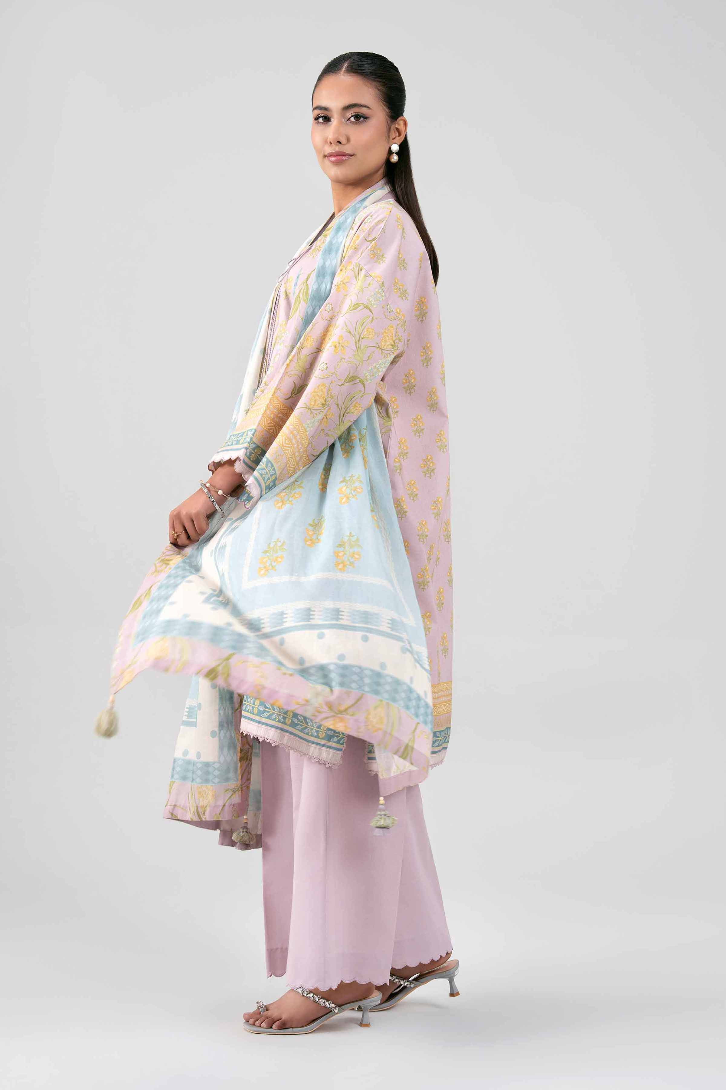 3 Piece - Digital Printed Suit - 42601483 Purple Lawn 3PC Printed Summer