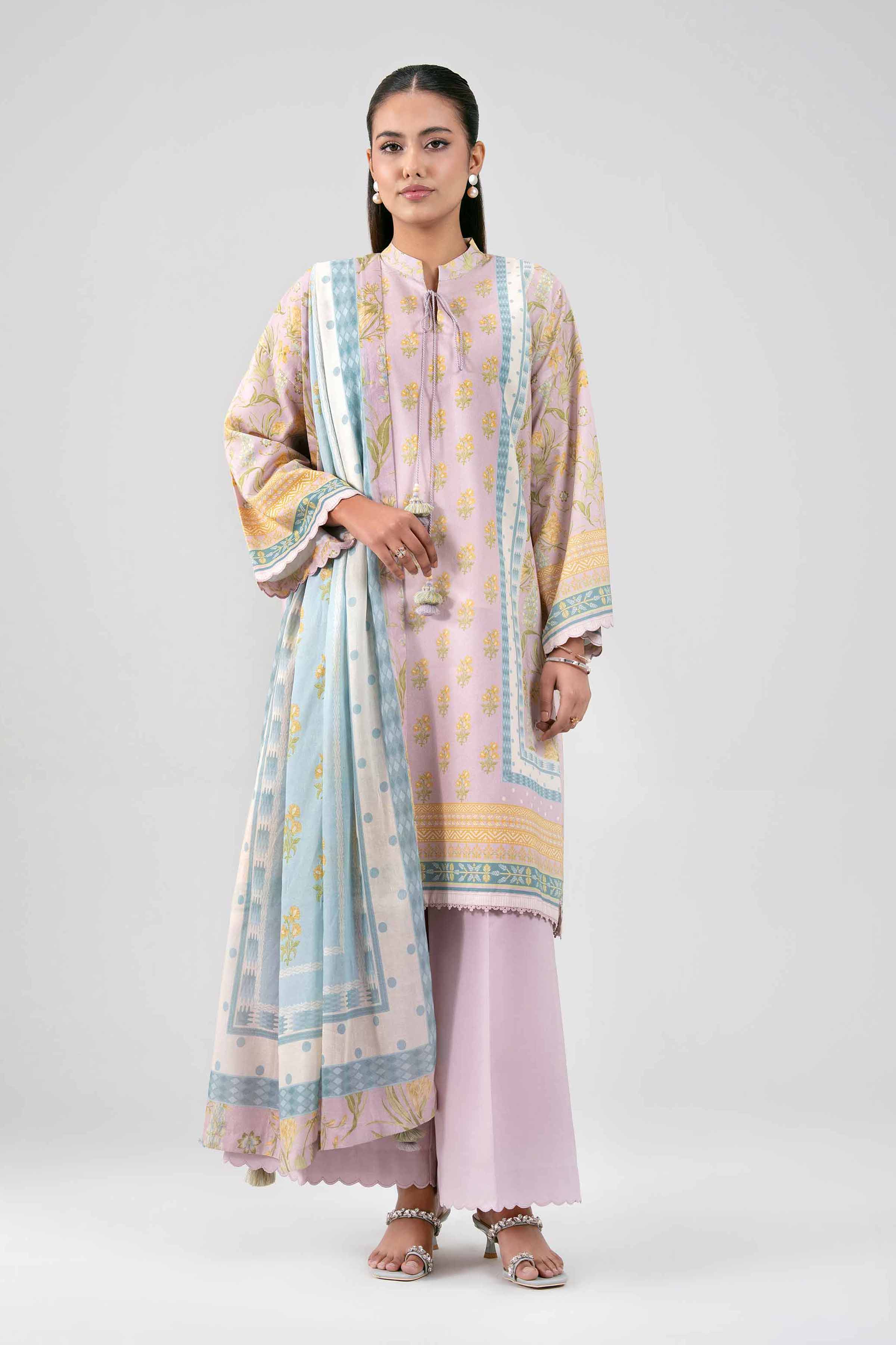 3 Piece - Digital Printed Suit - 42601483 Purple Lawn 3PC Printed Summer