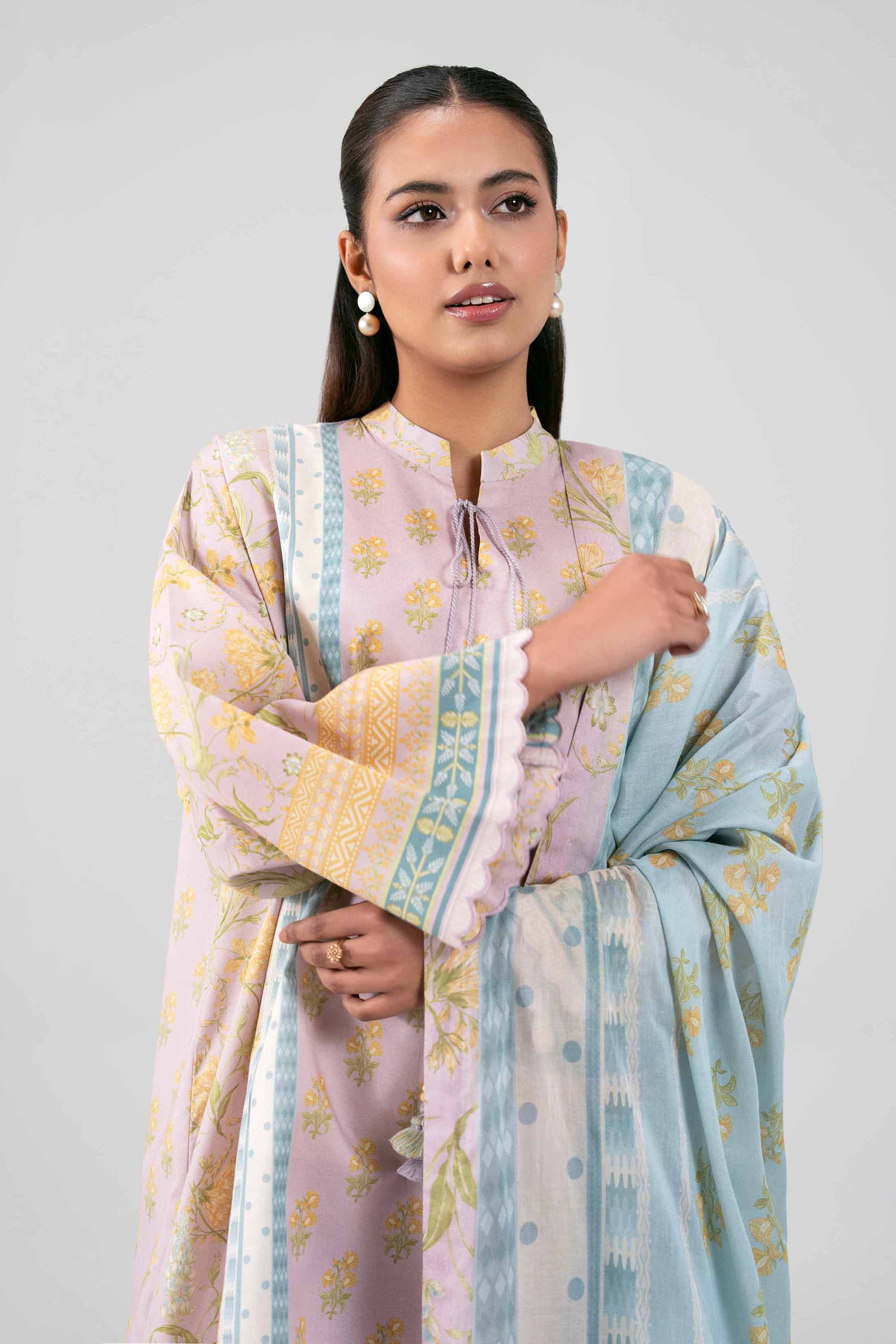 3 Piece - Digital Printed Suit - 42601483 Purple Lawn 3PC Printed Summer