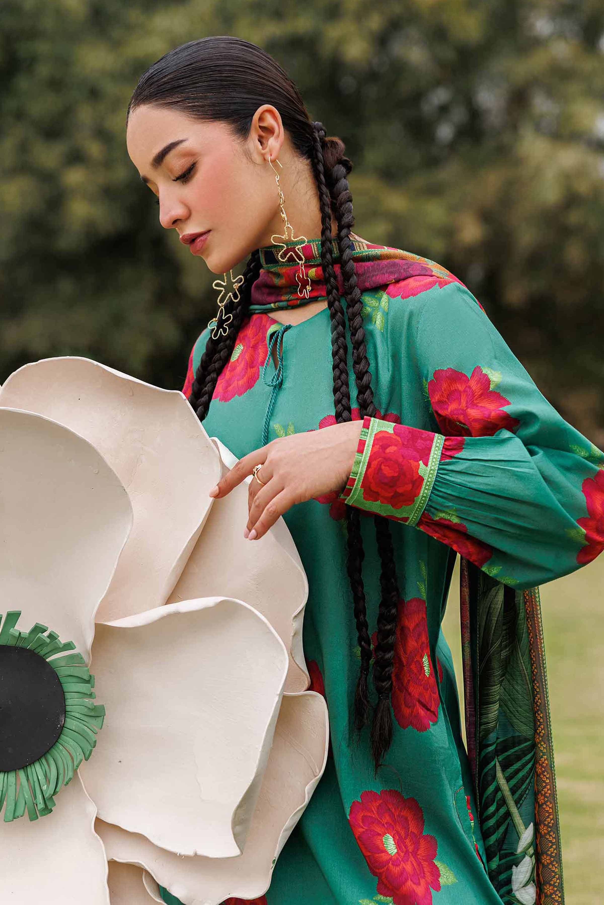 3 Piece - Digital Printed Suit - 42601484 Green Lawn 3PC Printed Summer