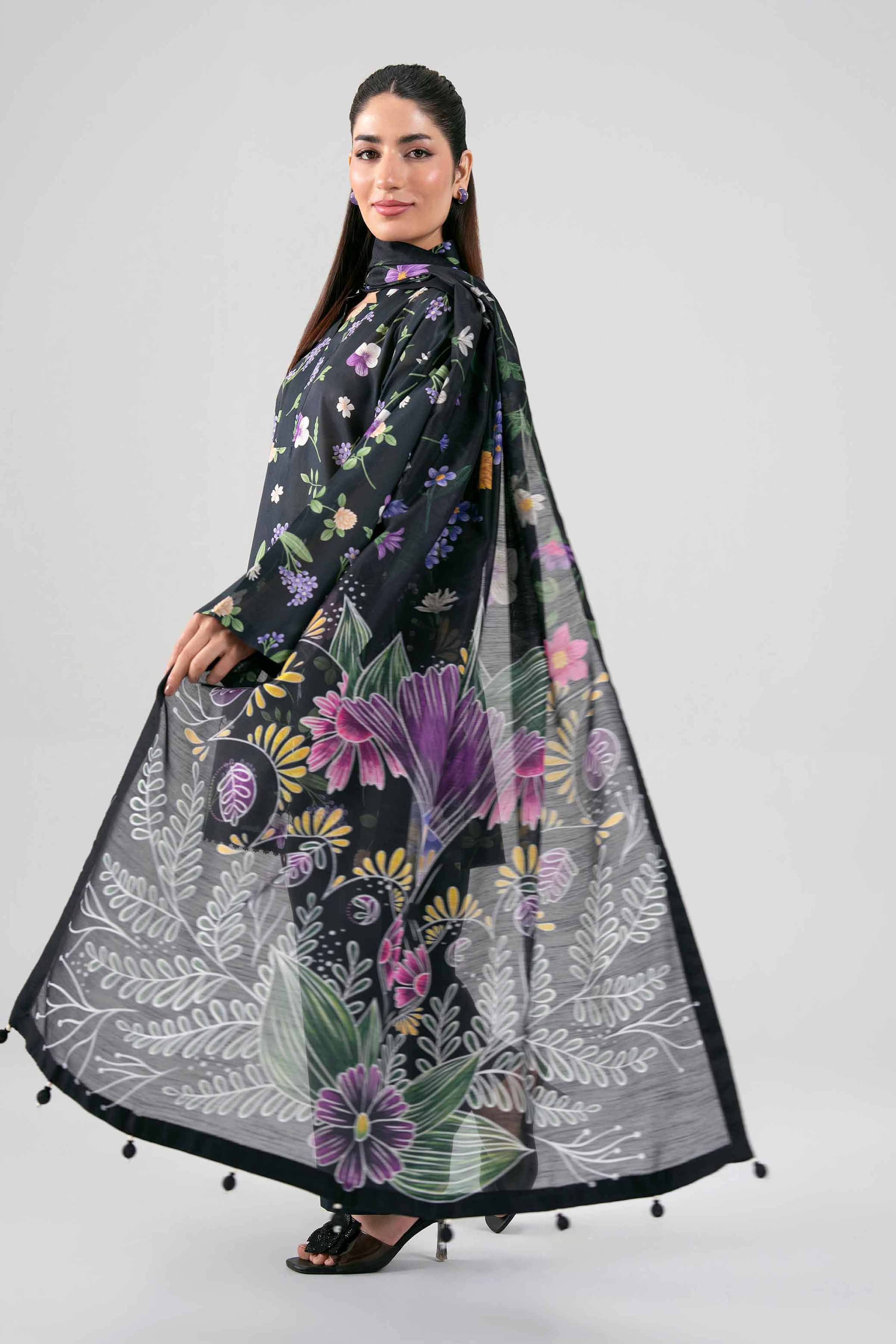3 Piece - Digital Printed Suit - 42601486 Black Lawn 3PC Printed Summer
