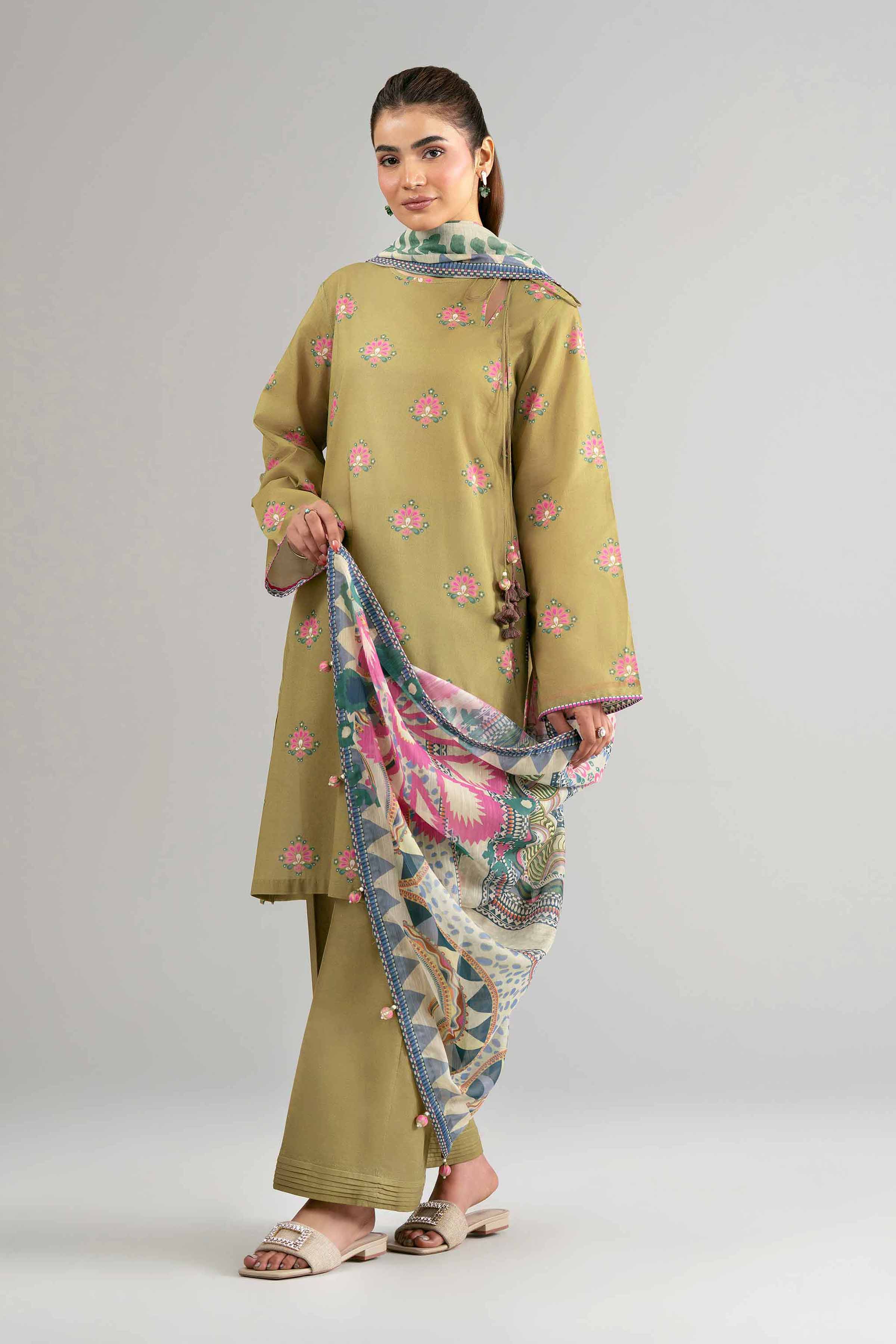 3 Piece - Digital Printed Suit - 42601488 Green Lawn 3PC Printed Summer