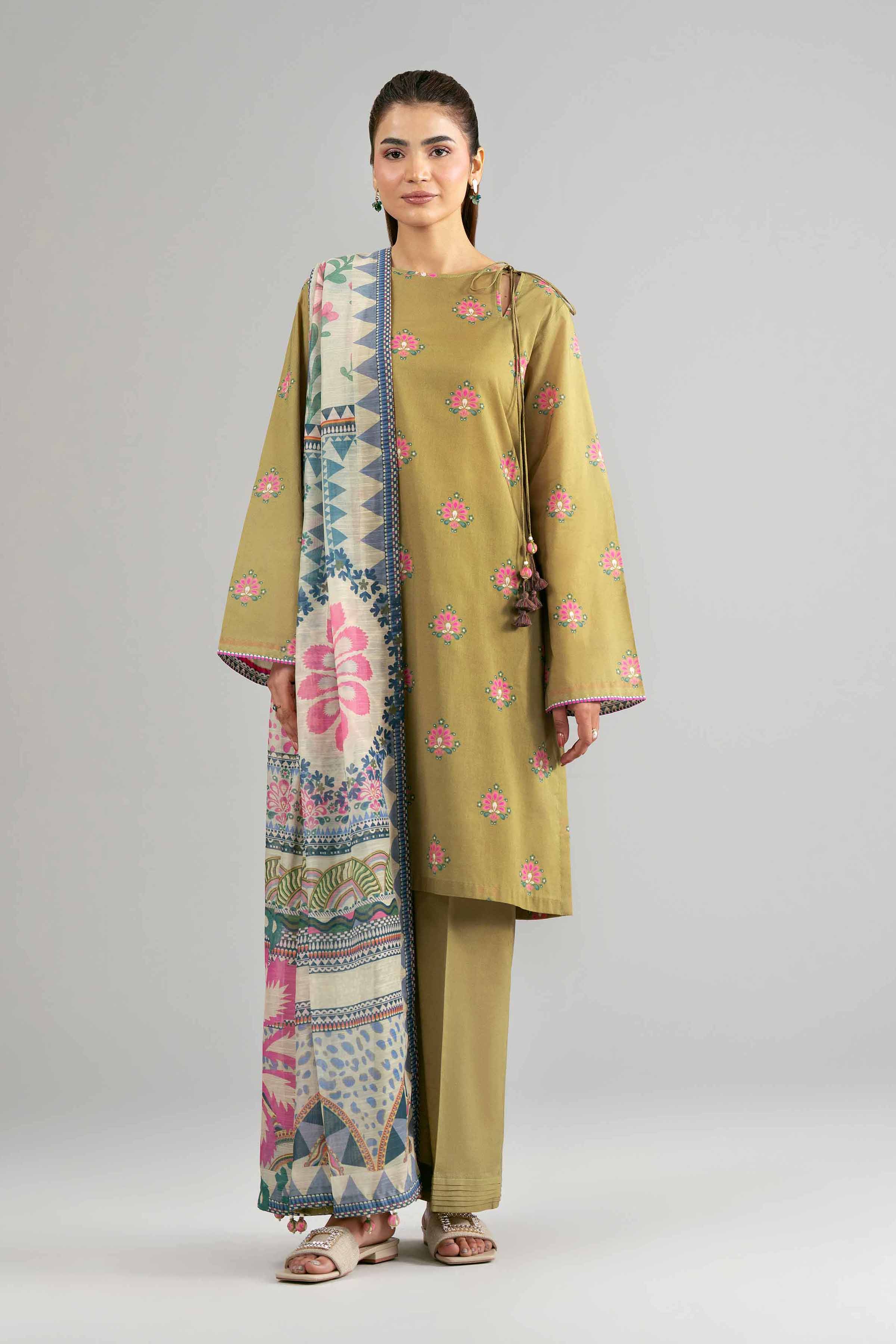 3 Piece - Digital Printed Suit - 42601488 Green Lawn 3PC Printed Summer