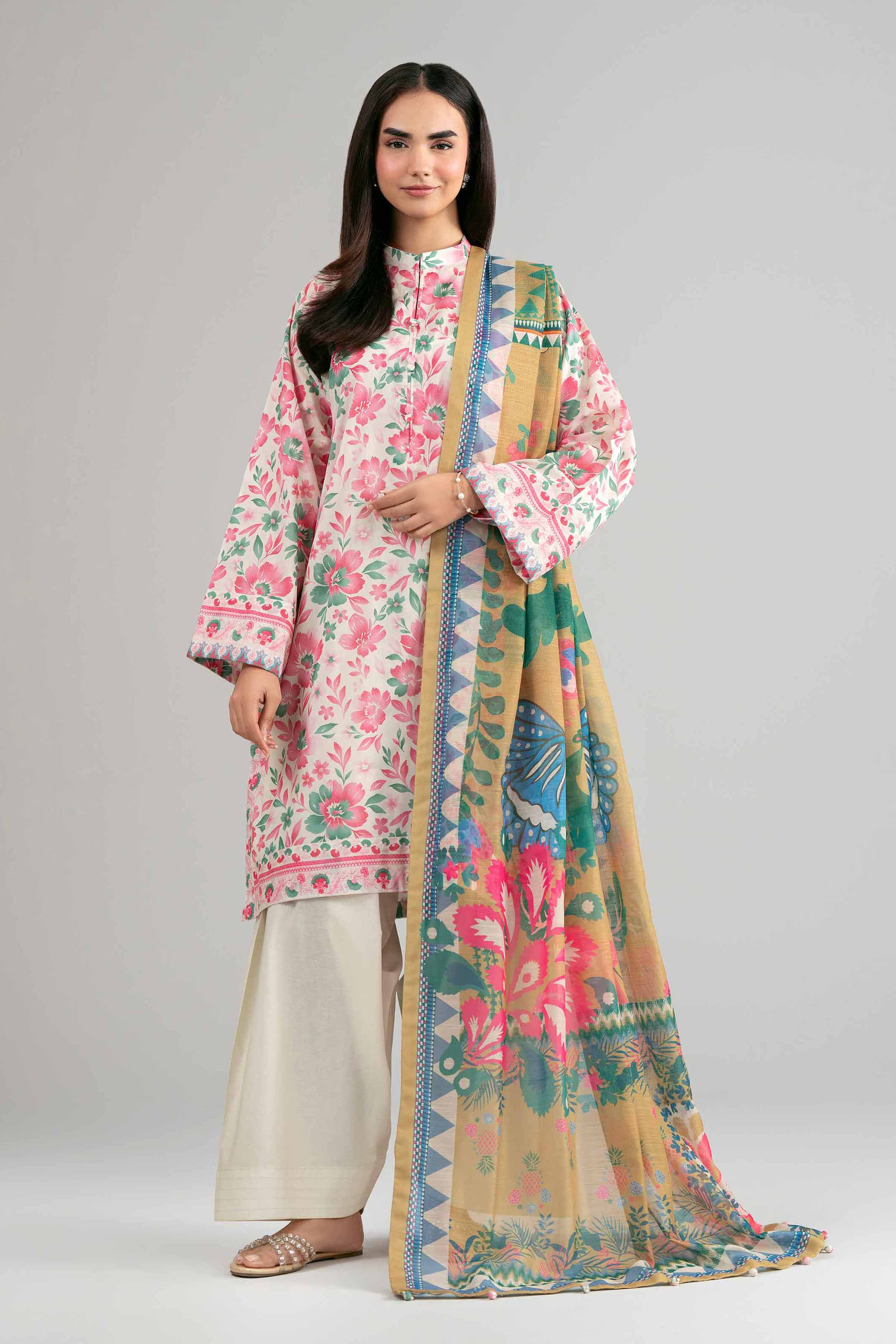 3 Piece - Digital Printed Suit - 42601489 Multi Lawn 3PC Printed Summer
