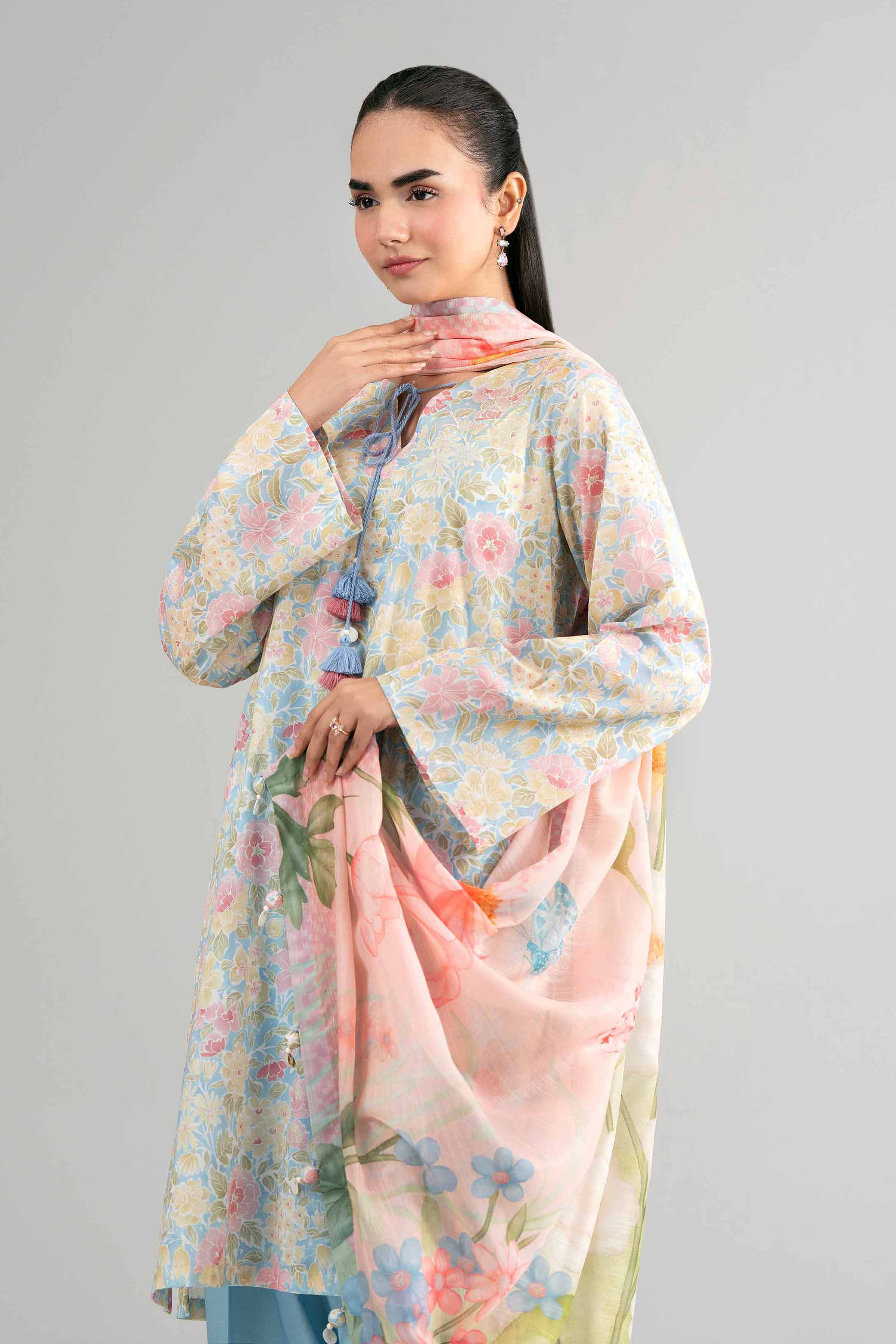 3 Piece - Digital Printed Suit - 42601493 Multi Lawn 3PC Printed Summer