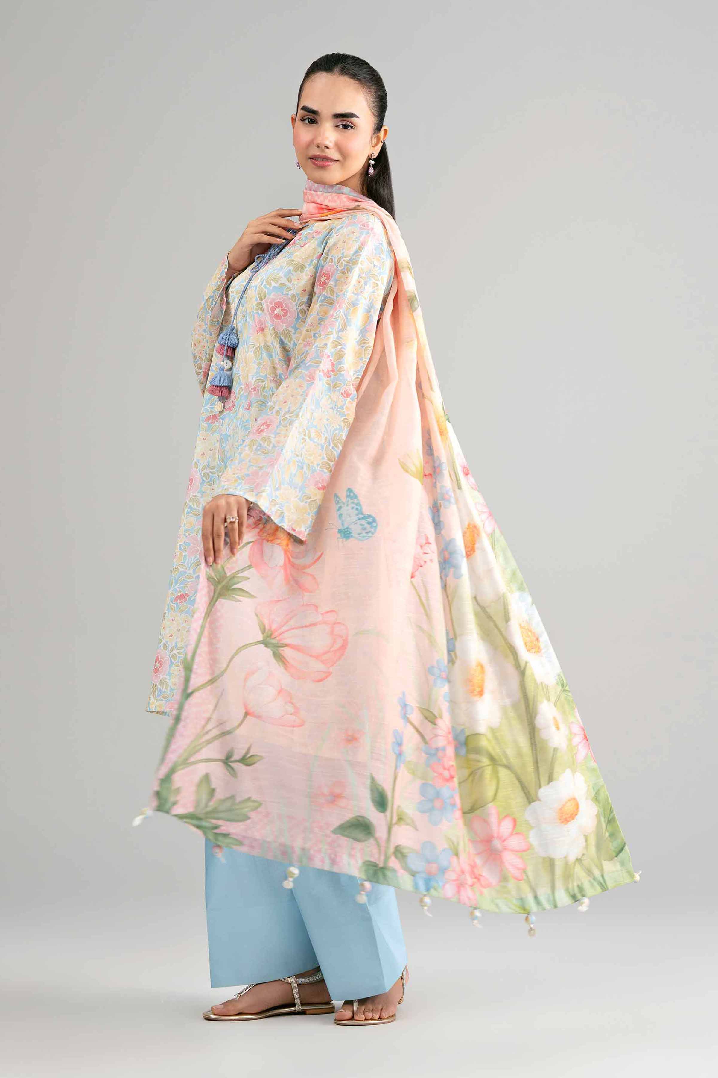 3 Piece - Digital Printed Suit - 42601493 Multi Lawn 3PC Printed Summer