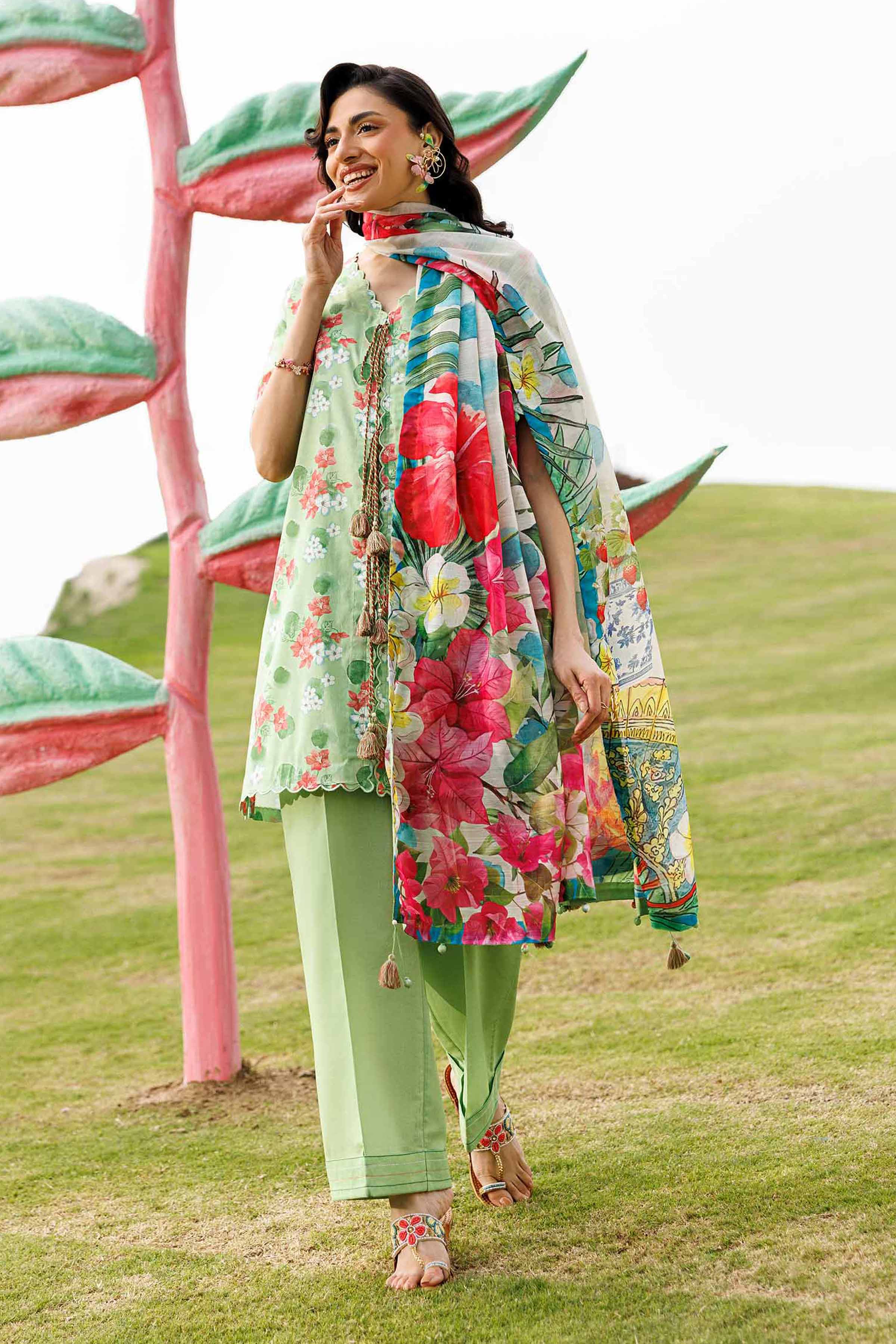 3 Piece - Digital Printed Suit - 42601497 Green Lawn 3PC Printed Summer