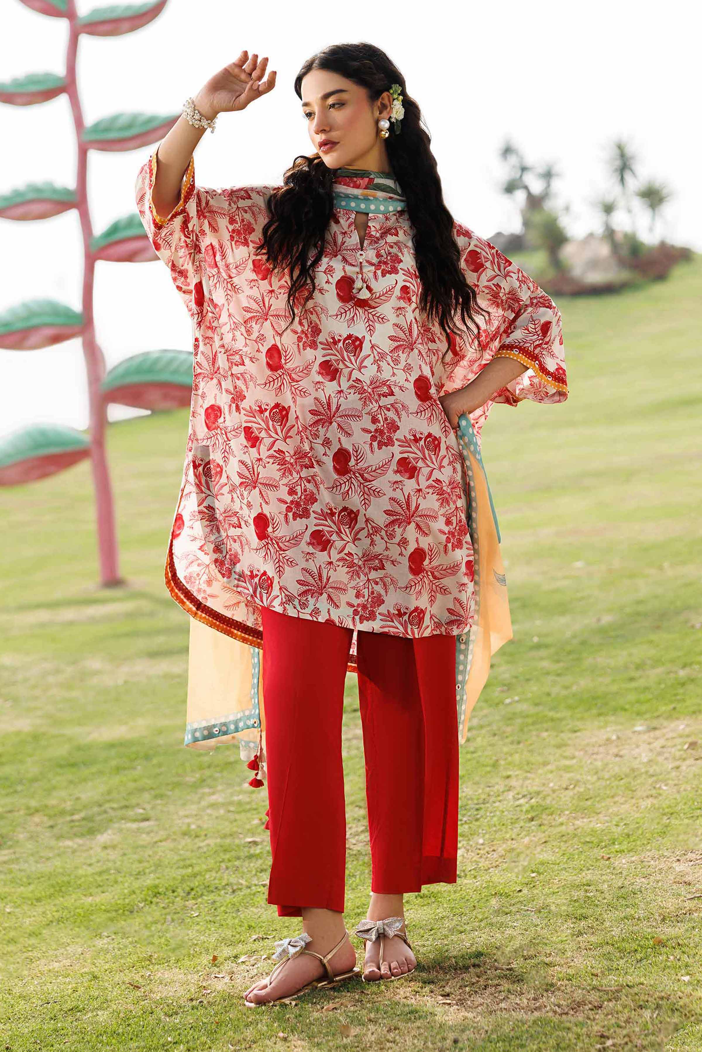 3 Piece - Digital Printed Suit - 42601499 Red Lawn 3PC Printed Summer