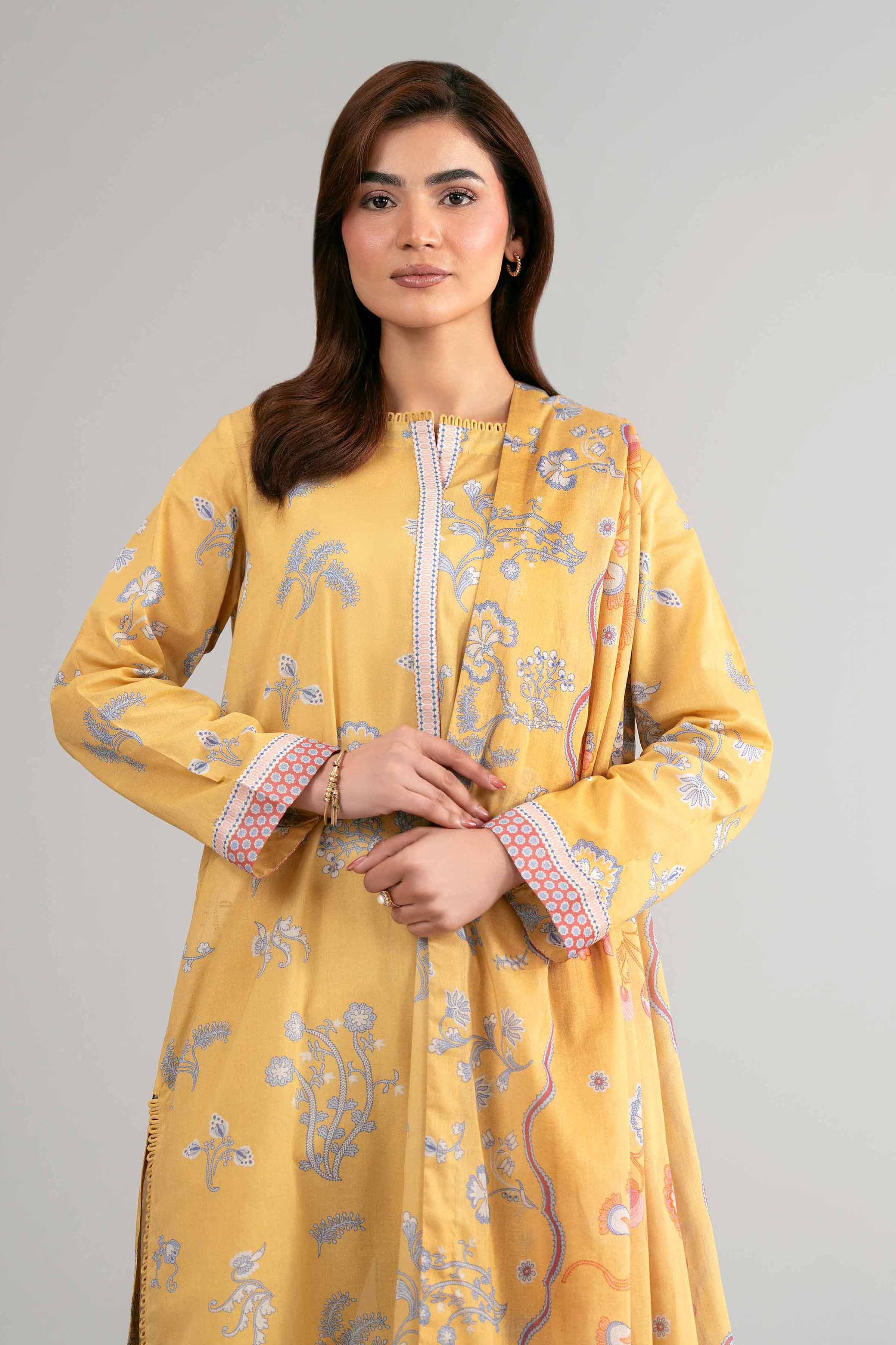 3 Piece - Printed Suit - 42601505 Yellow Lawn 3PC Printed Summer