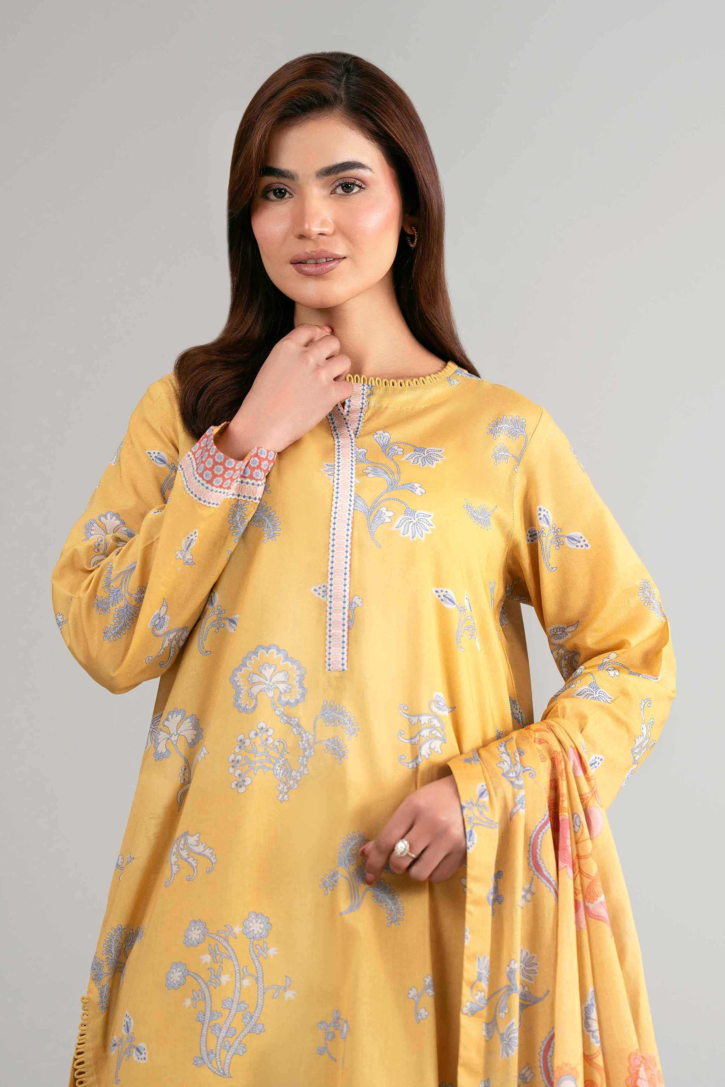 3 Piece - Printed Suit - 42601505 Yellow Lawn 3PC Printed Summer