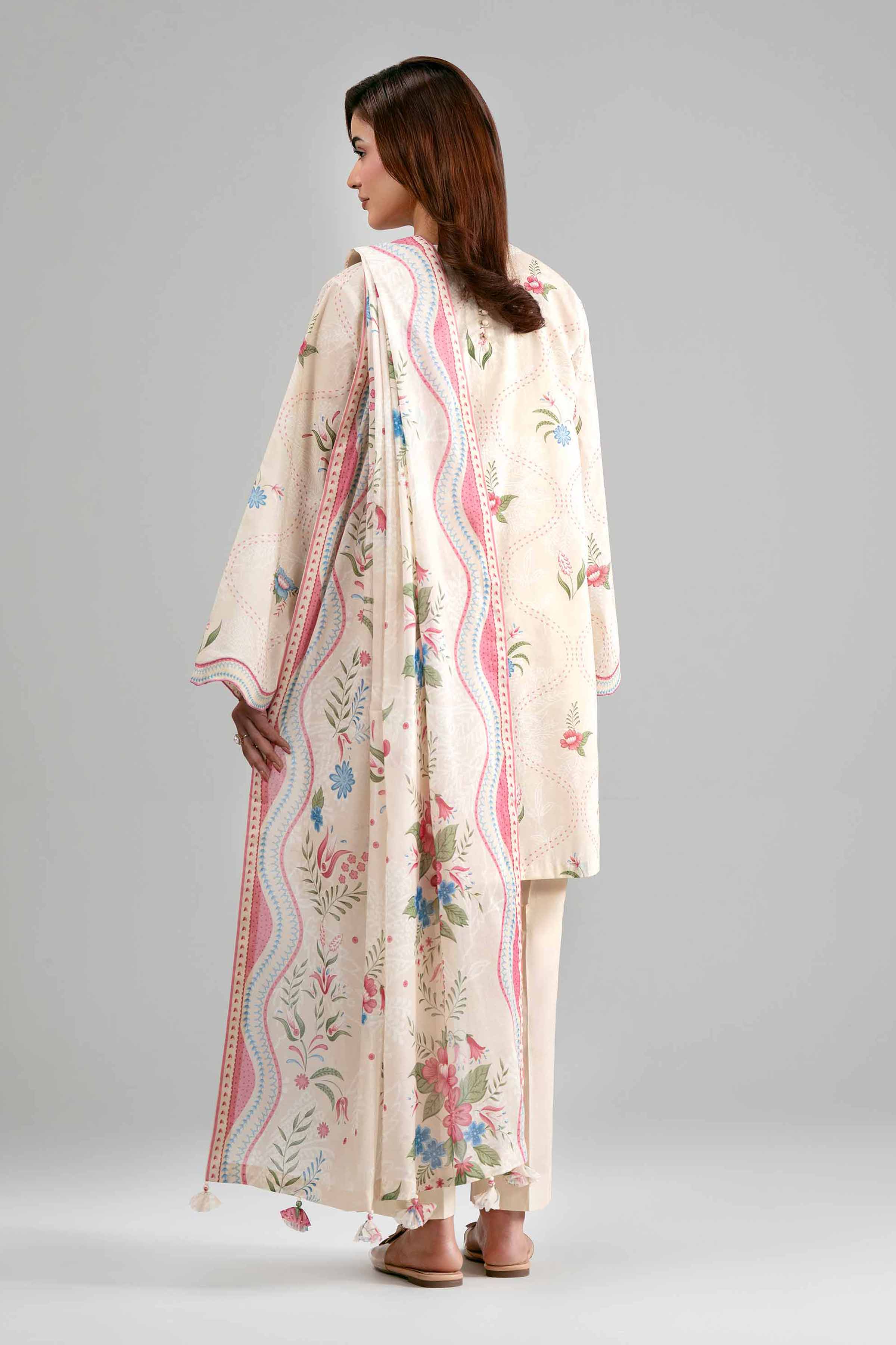 3 Piece - Printed Suit - 42601506 Beige Lawn 3PC Printed Summer