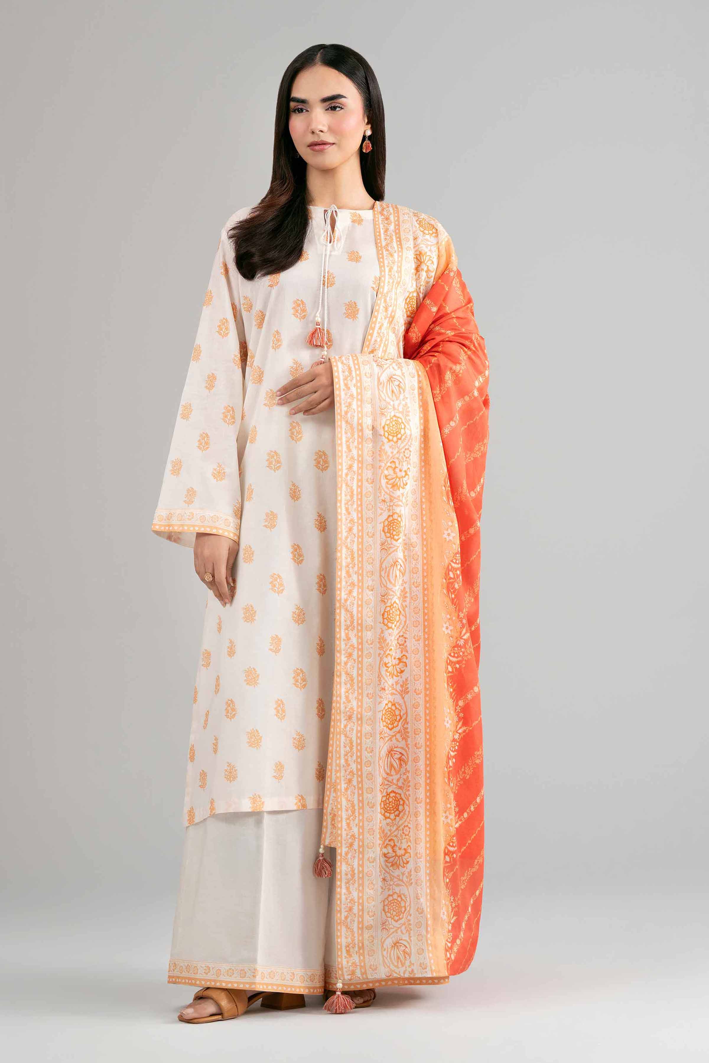 3 Piece - Printed Suit - 42601509 Beige Lawn 3PC Printed Summer