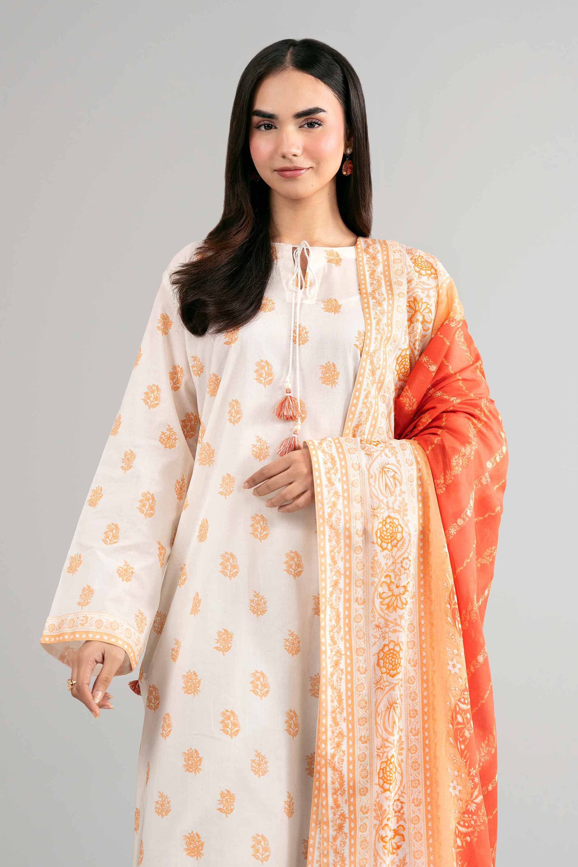 3 Piece - Printed Suit - 42601509 Beige Lawn 3PC Printed Summer