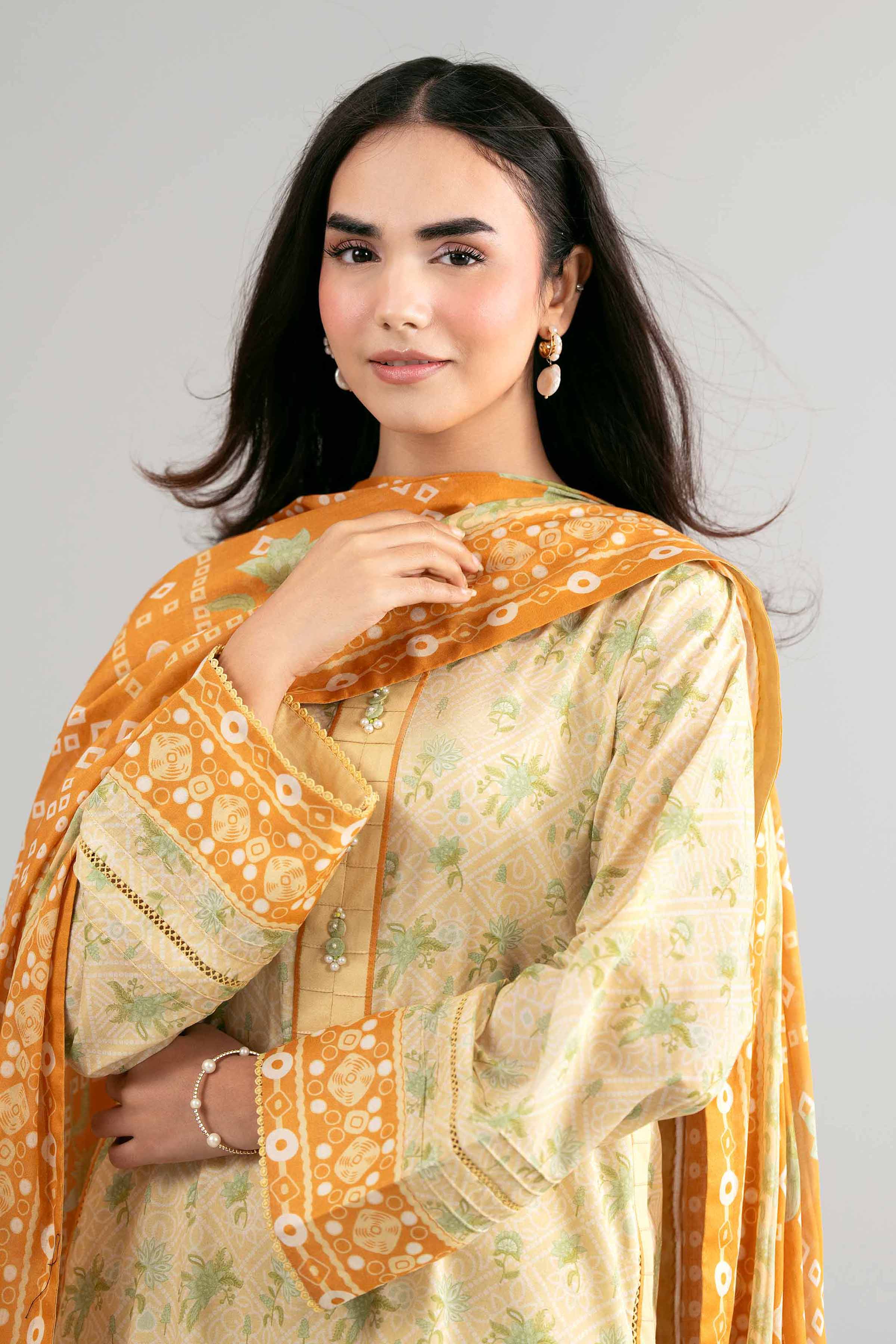 3 Piece - Printed Suit - 42601511 Yellow Lawn 3PC Printed Summer