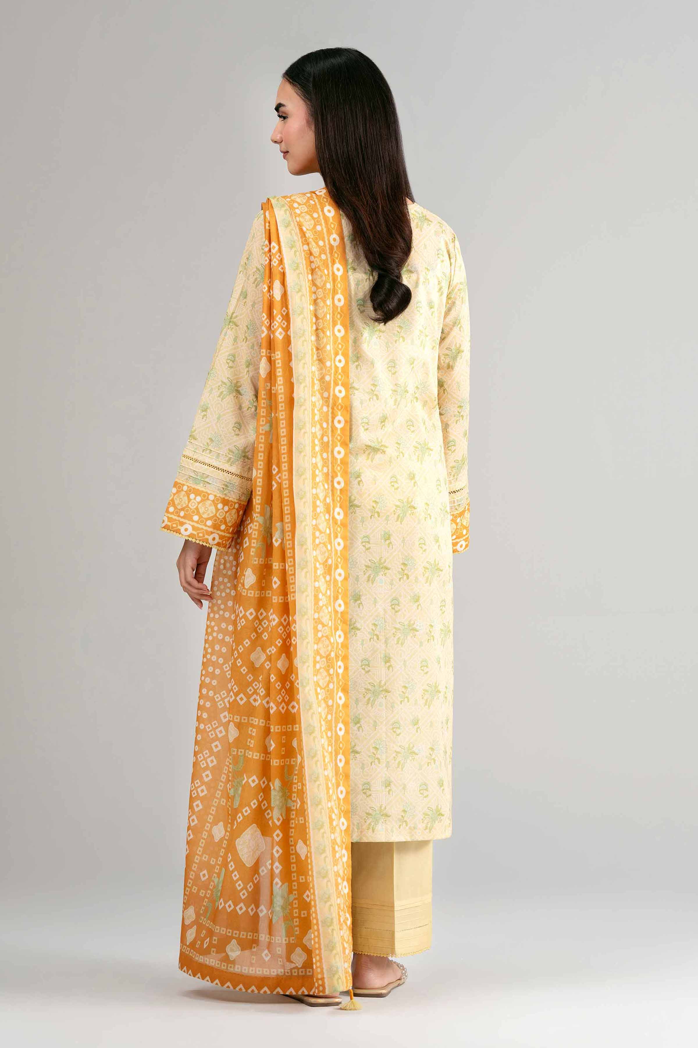 3 Piece - Printed Suit - 42601511 Yellow Lawn 3PC Printed Summer