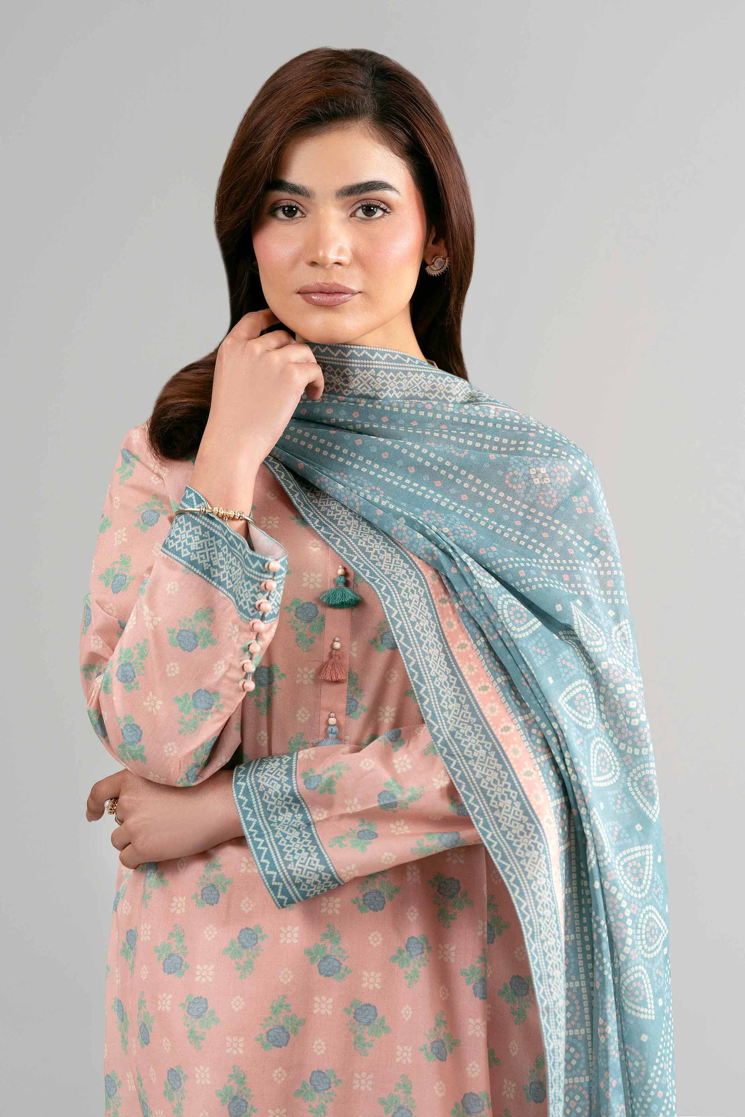 3 Piece - Printed Suit - 42601514 Pink Lawn 3PC Printed Summer