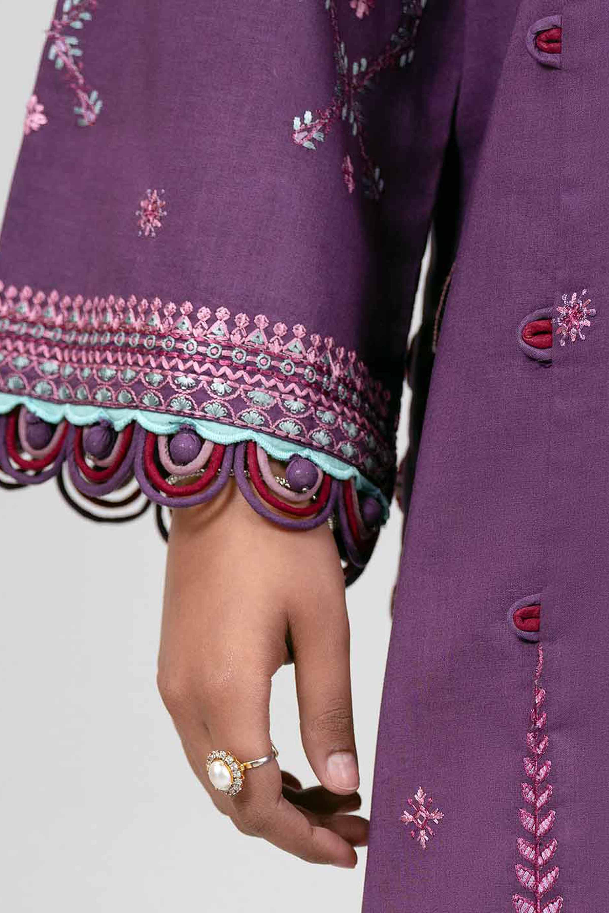 3 Piece - Digital Printed Embroidered Suit - 42601524 Purple Lawn 3PC Embroidered Summer