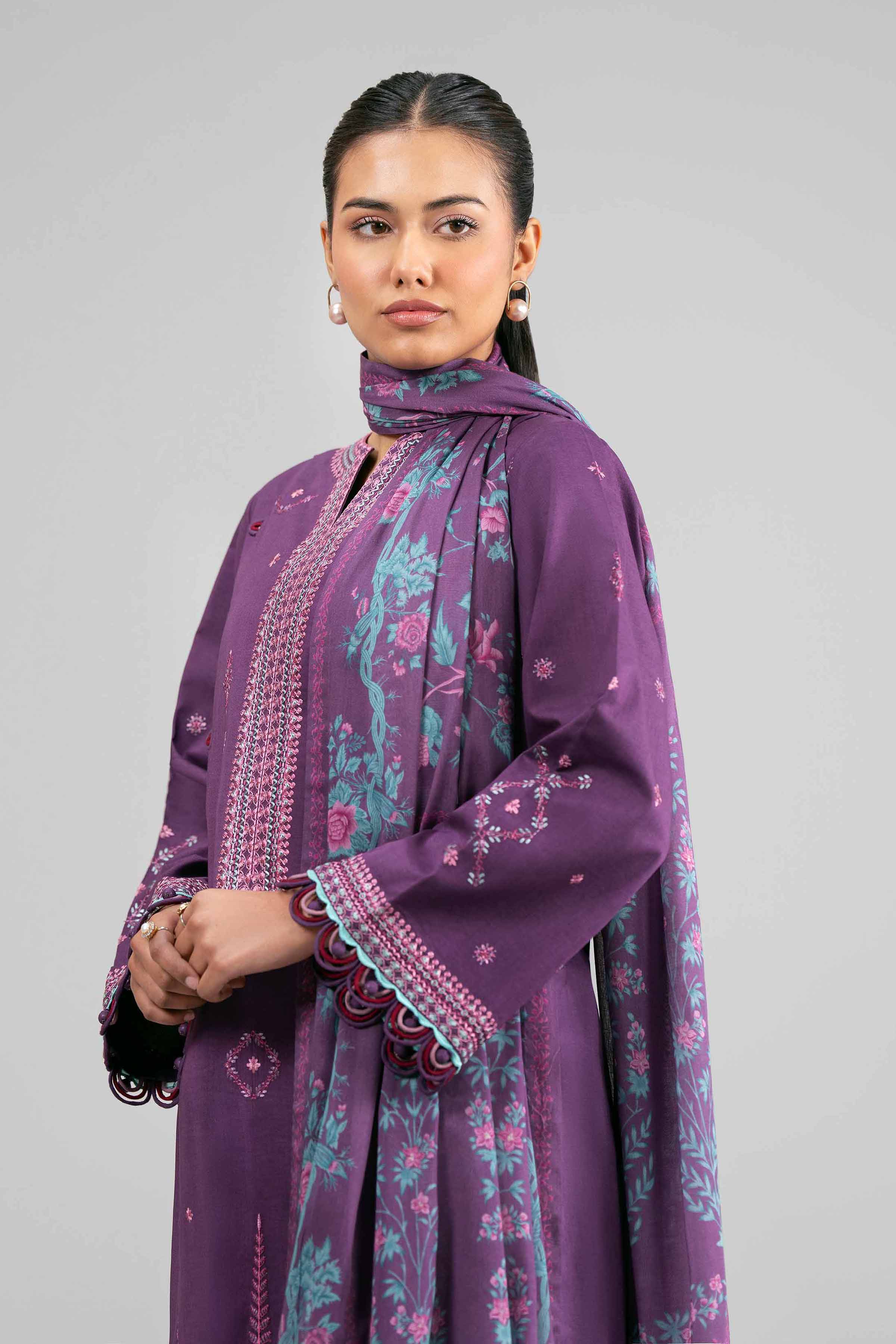 3 Piece - Digital Printed Embroidered Suit - 42601524