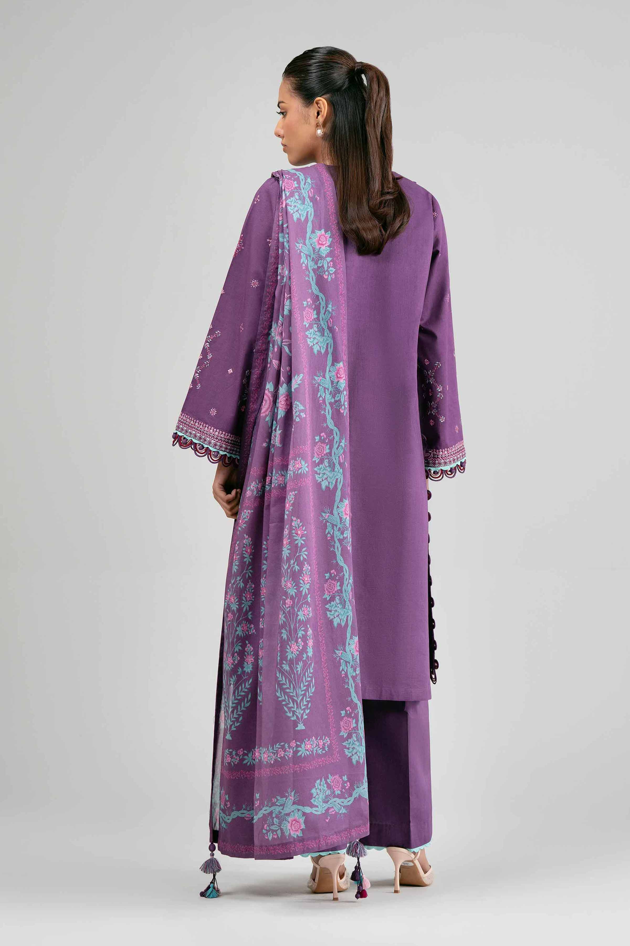 3 Piece - Digital Printed Embroidered Suit - 42601524 Purple Lawn 3PC Embroidered Summer