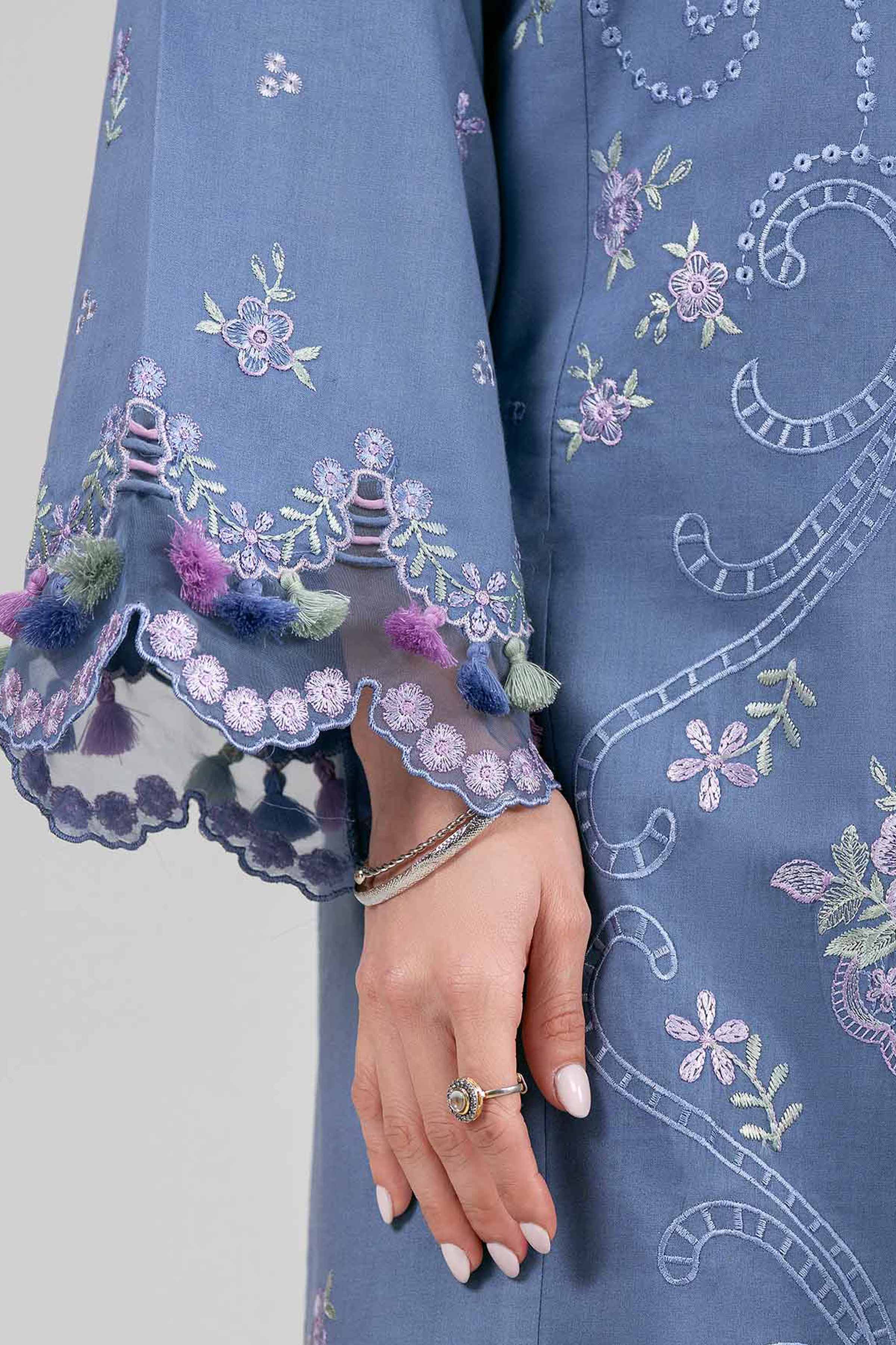 3 Piece - Digital Printed Embroidered Suit - 42601531 Blue Lawn 3PC Embroidered Summer