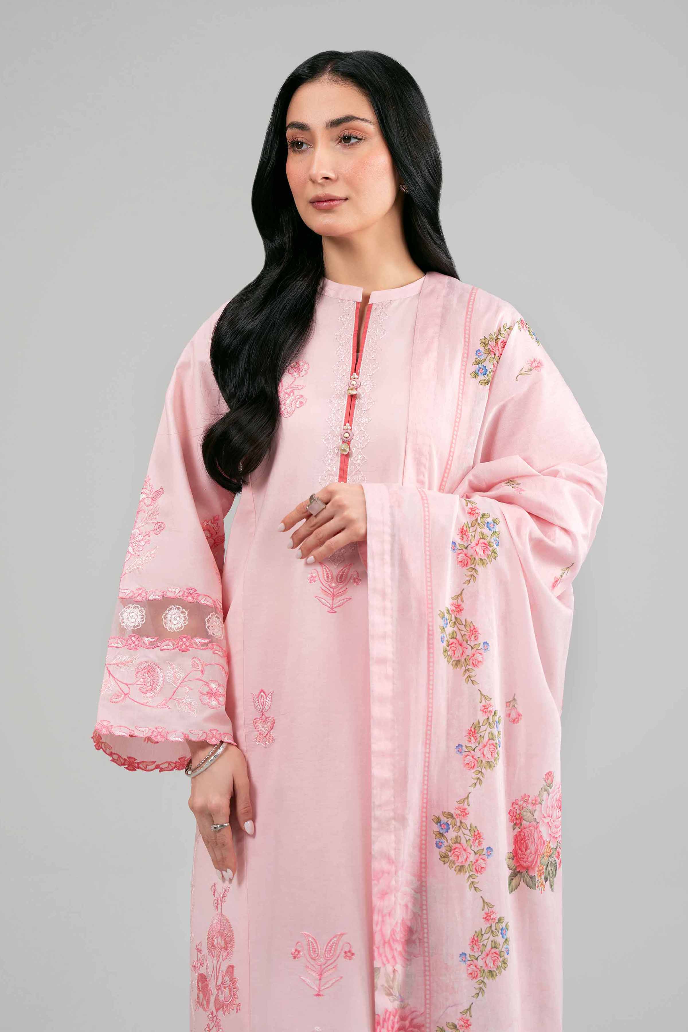 3 Piece - Digital Printed Embroidered Suit - 42601532 Pink Lawn 3PC Embroidered Summer