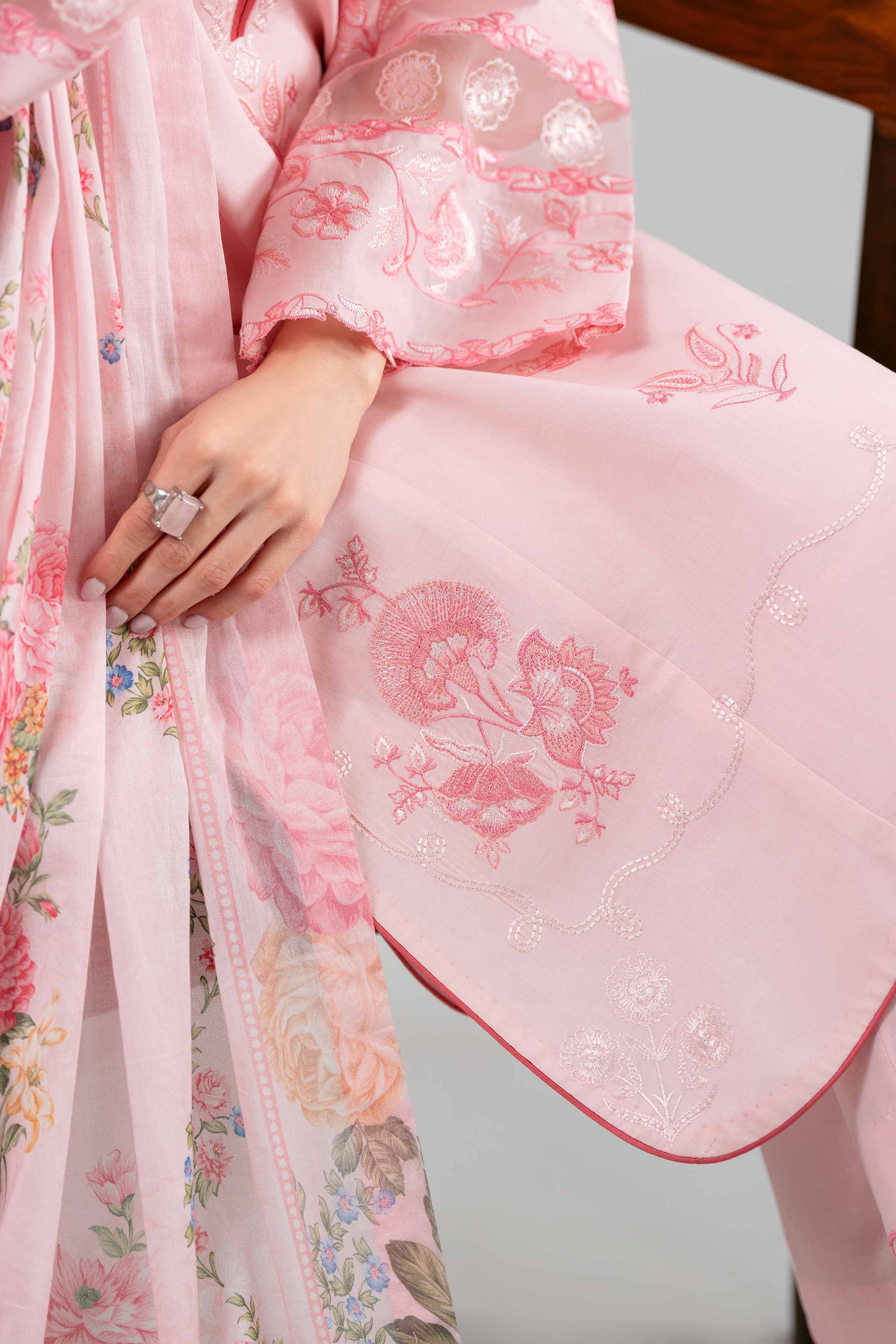 3 Piece - Digital Printed Embroidered Suit - 42601532 Pink Lawn 3PC Embroidered Summer