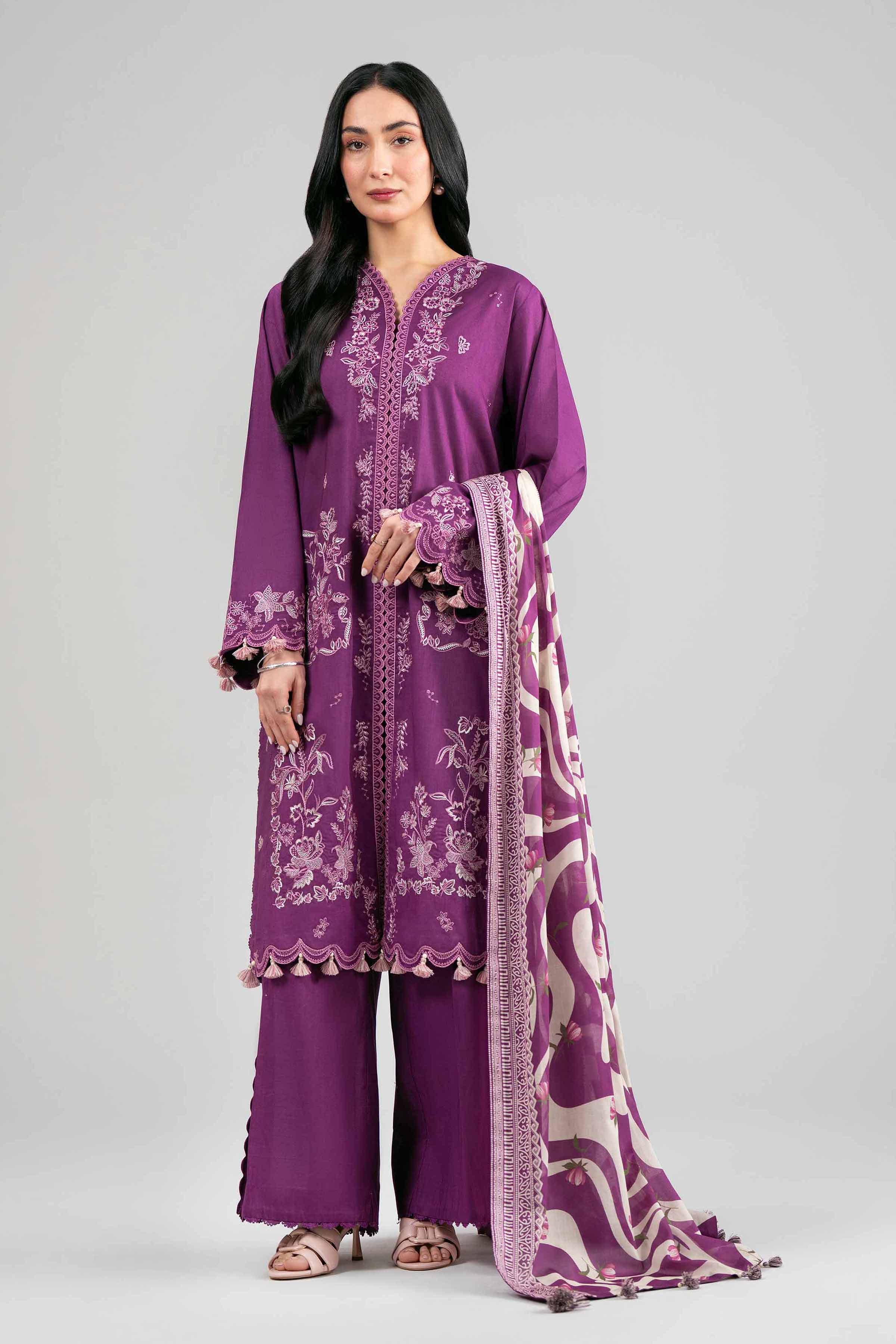 3 Piece - Printed Embroidered Suit - 42601534