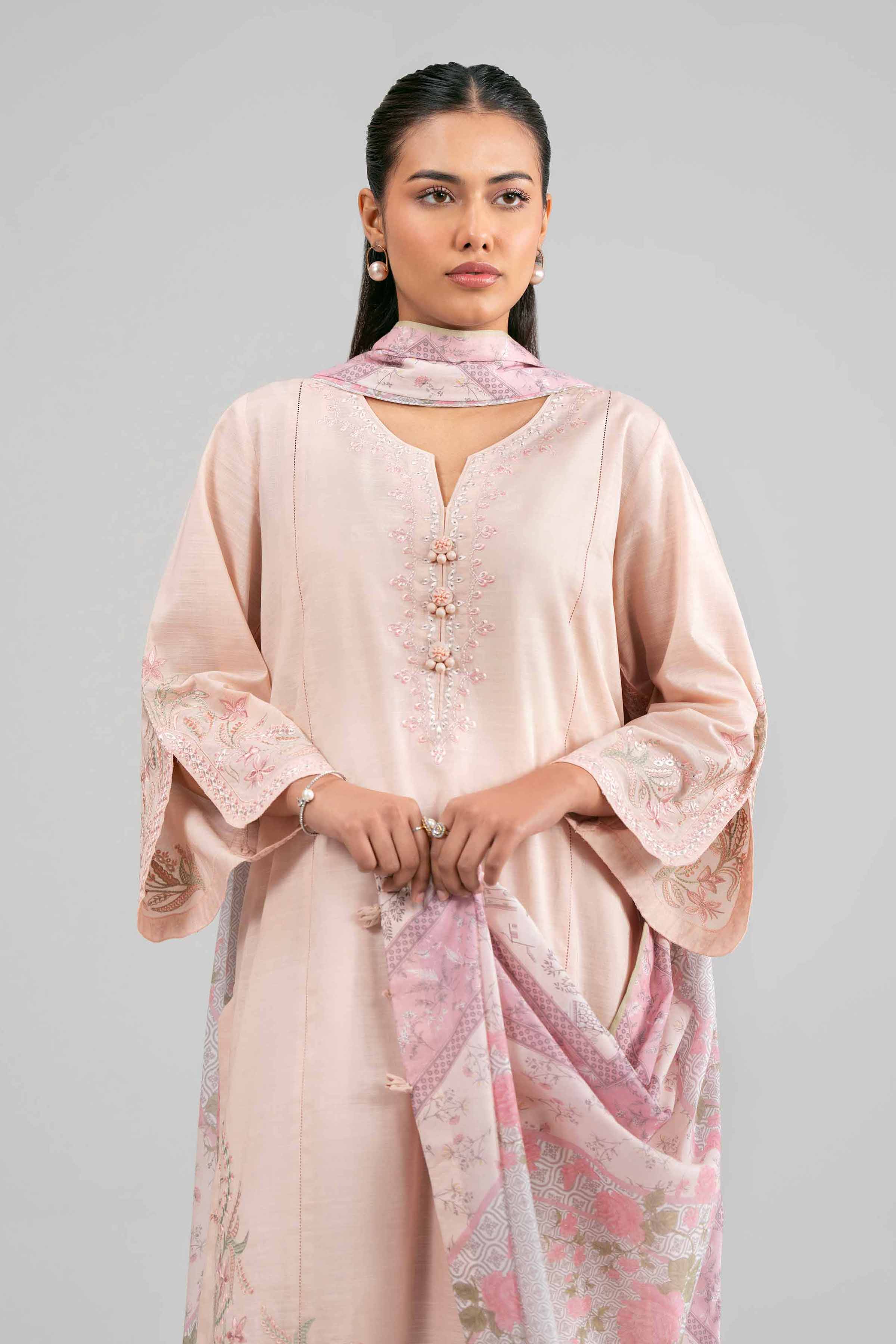 3 Piece - Printed Embroidered Suit - 42601538