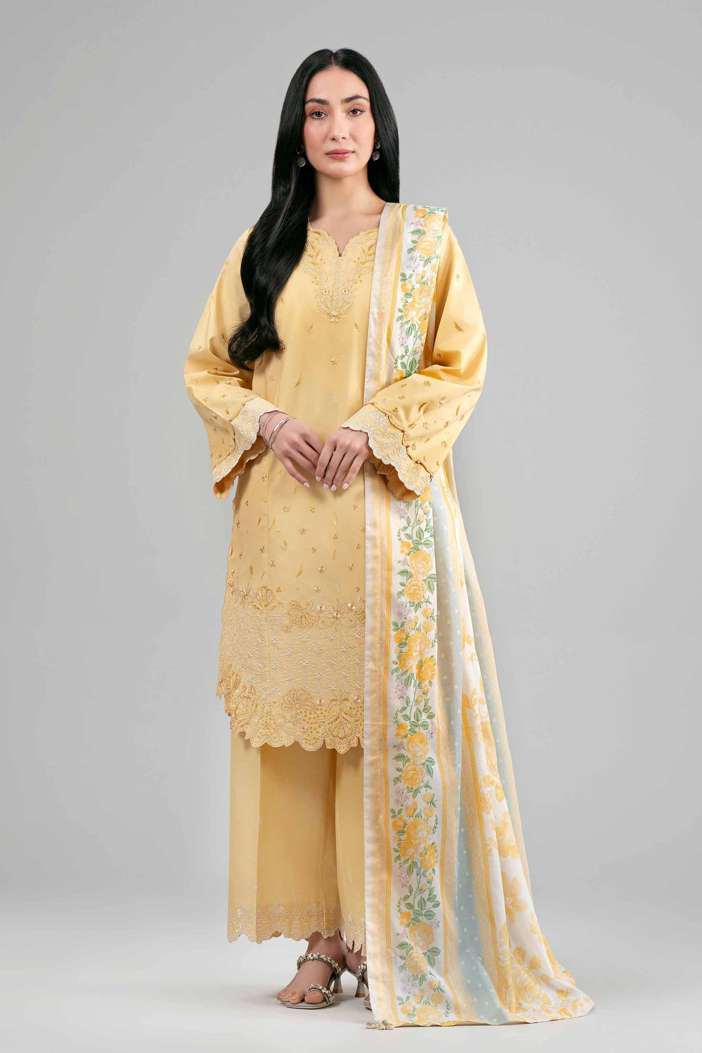 3 Piece - Printed Embroidered Suit - 42601540