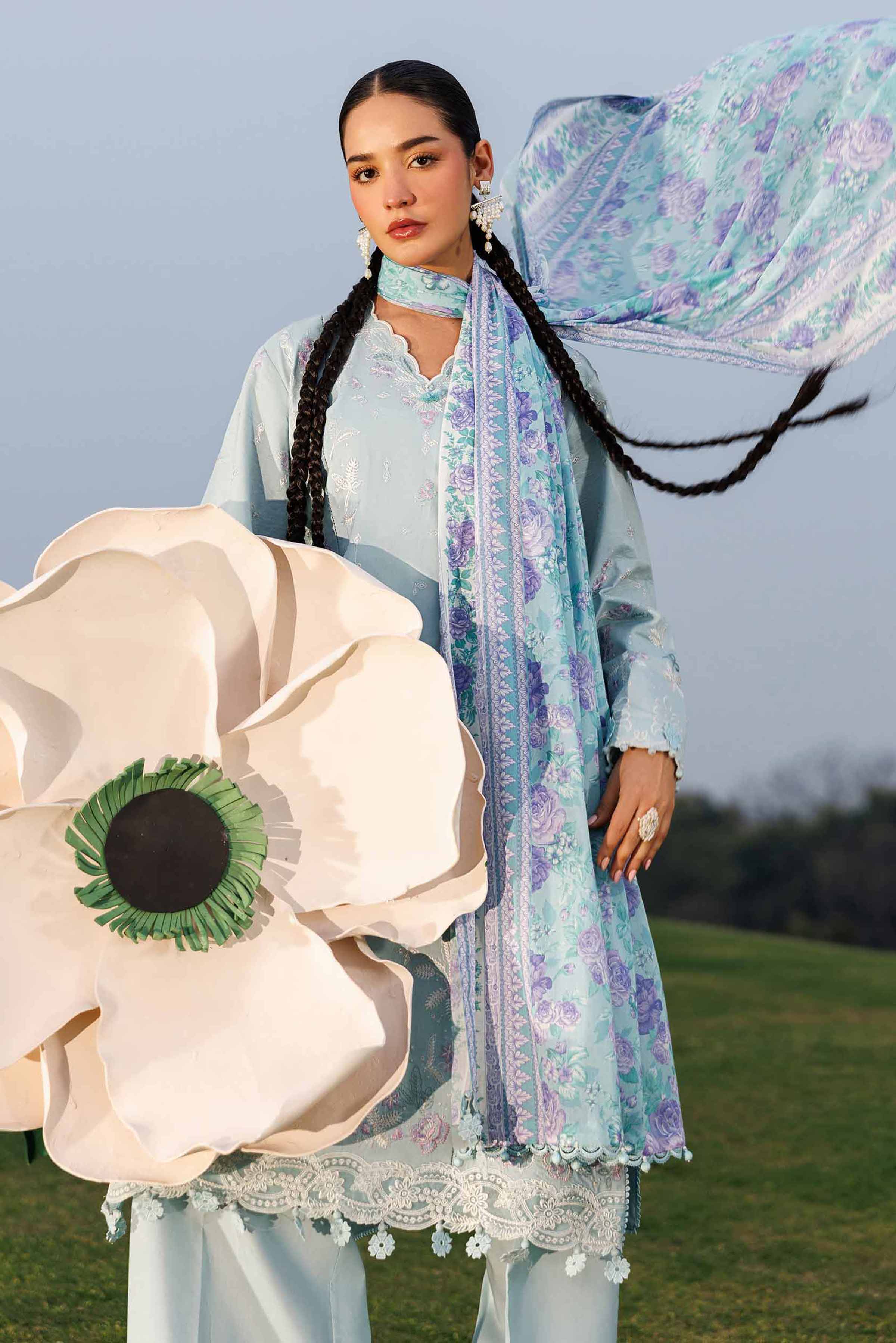 3 Piece - Printed Embroidered Suit - 42601541 Lawn 3PC Embroidered Summer