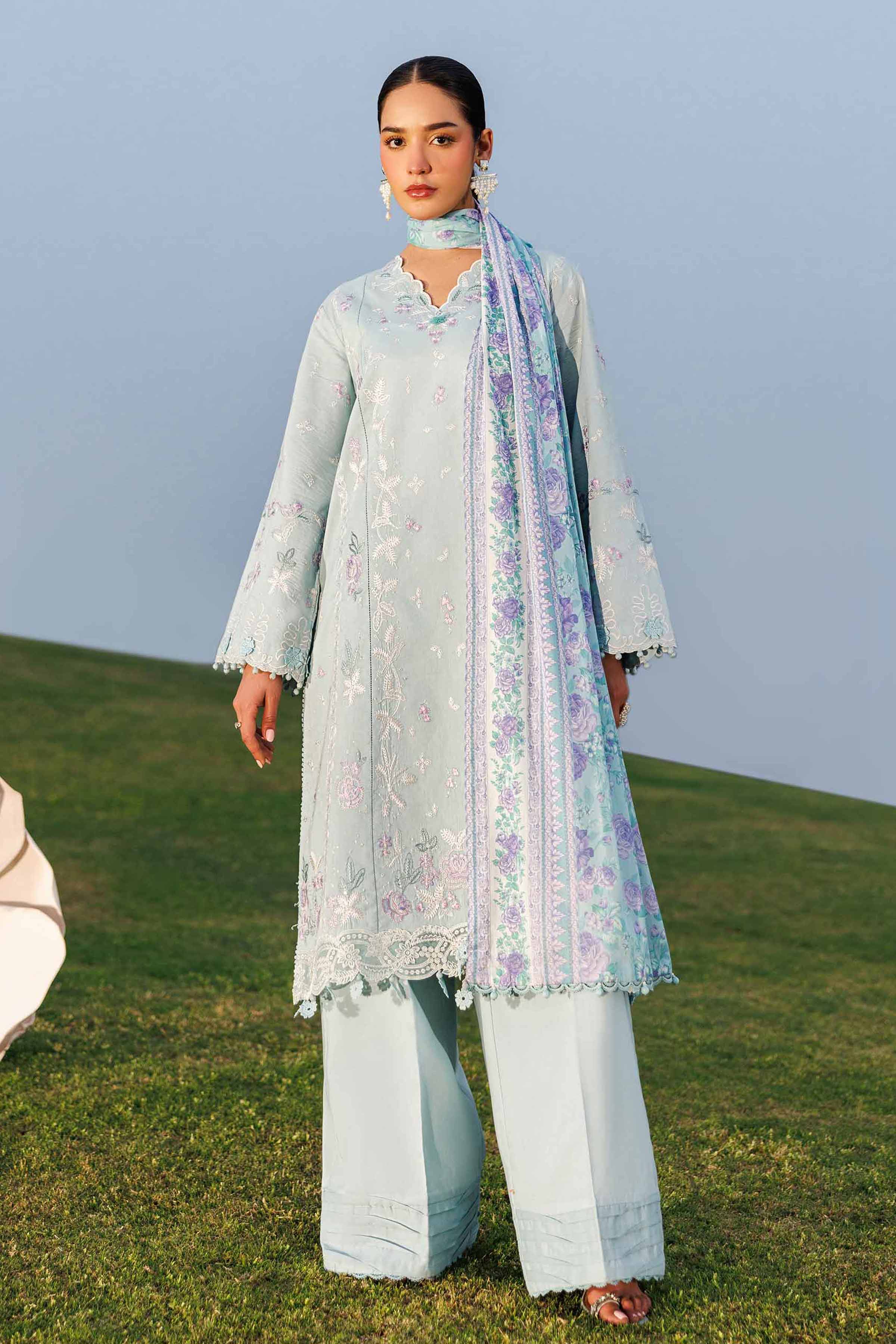 3 Piece - Printed Embroidered Suit - 42601541 Lawn 3PC Embroidered Summer