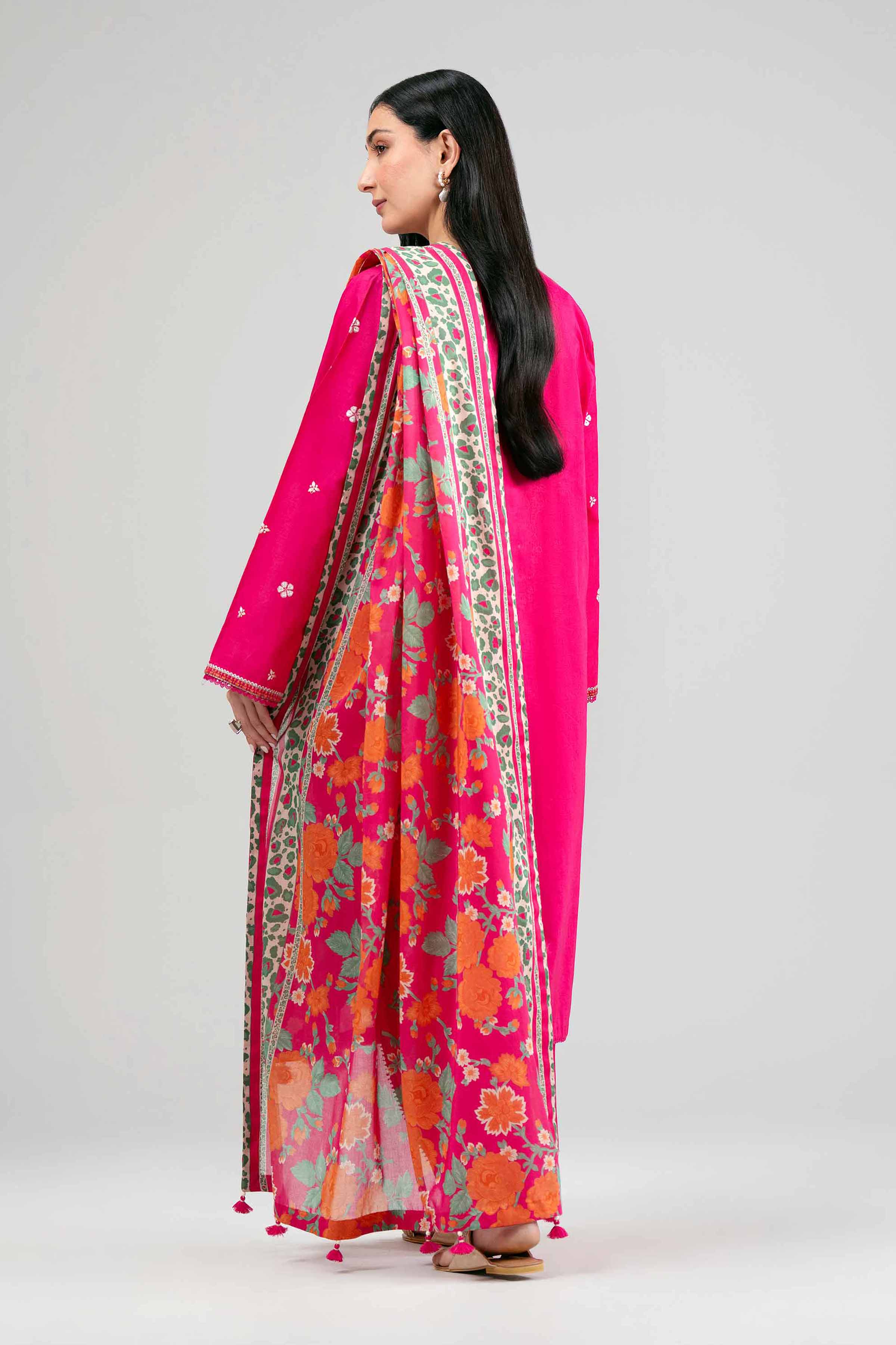 3 Piece - Printed Embroidered Suit - 42601542 Pink Lawn 3PC Embroidered Summer