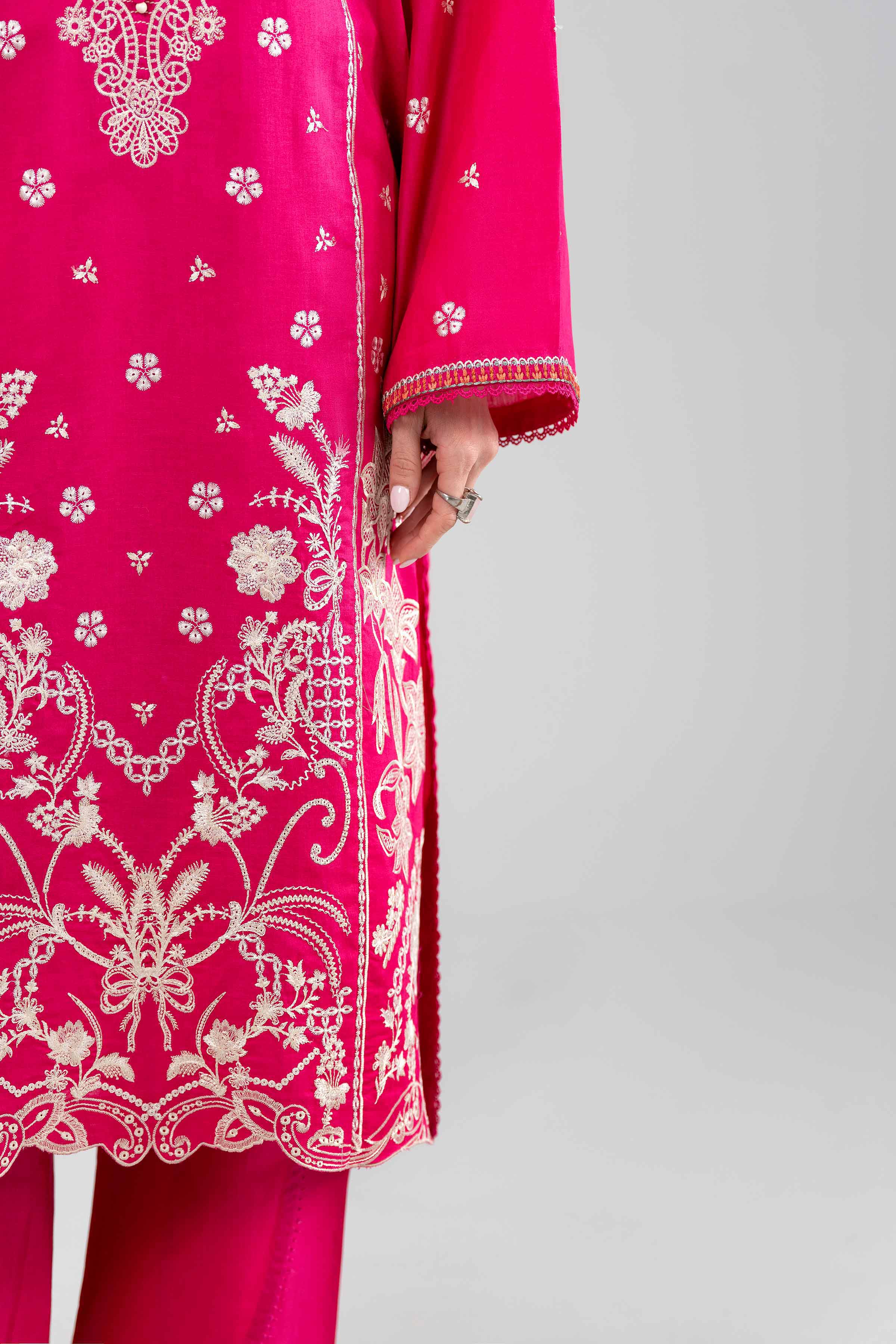 3 Piece - Printed Embroidered Suit - 42601542 Pink Lawn 3PC Embroidered Summer