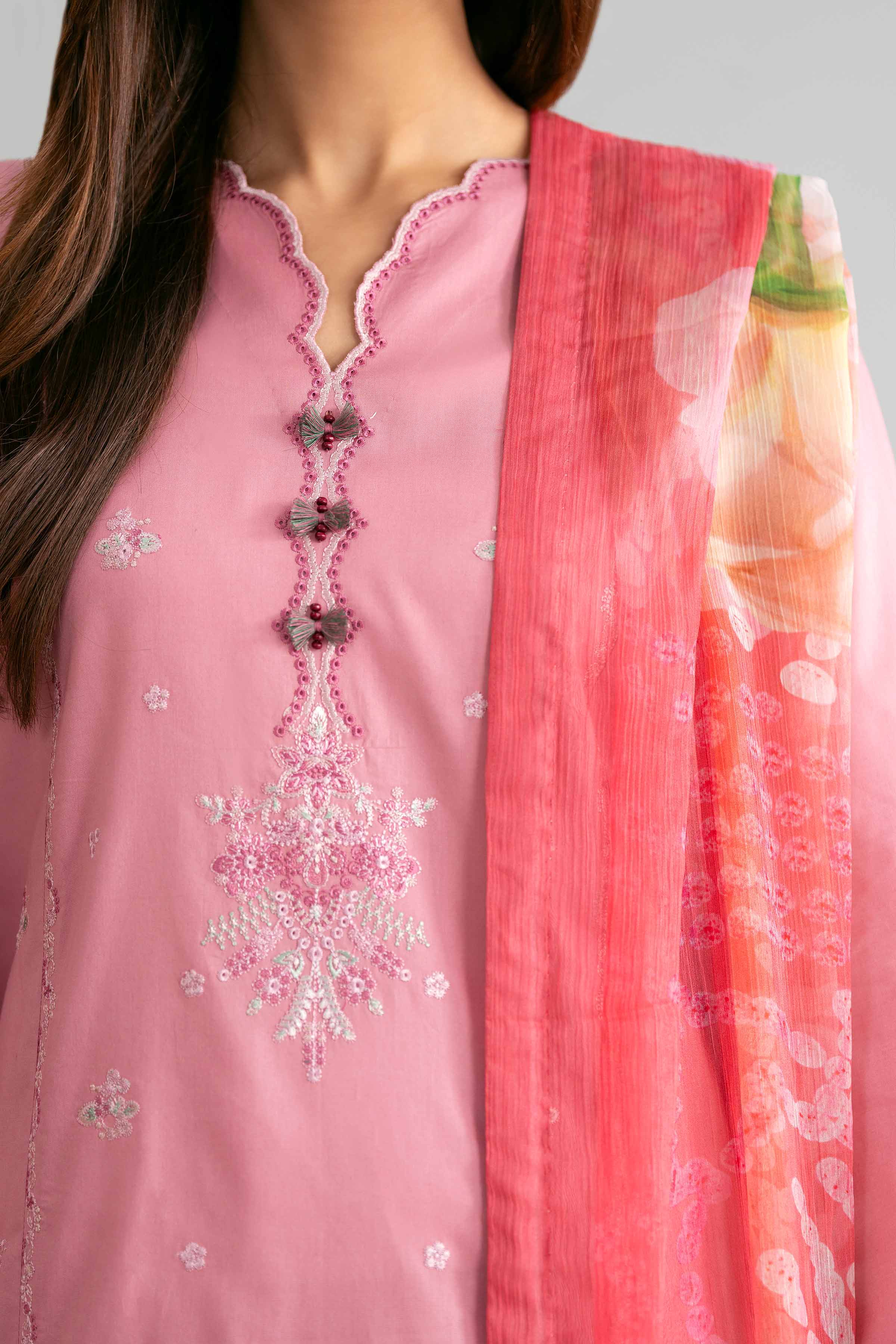 3 Piece - Digital Printed Embroidered Suit - 42601544 Pink Lawn 3PC Embroidered Summer