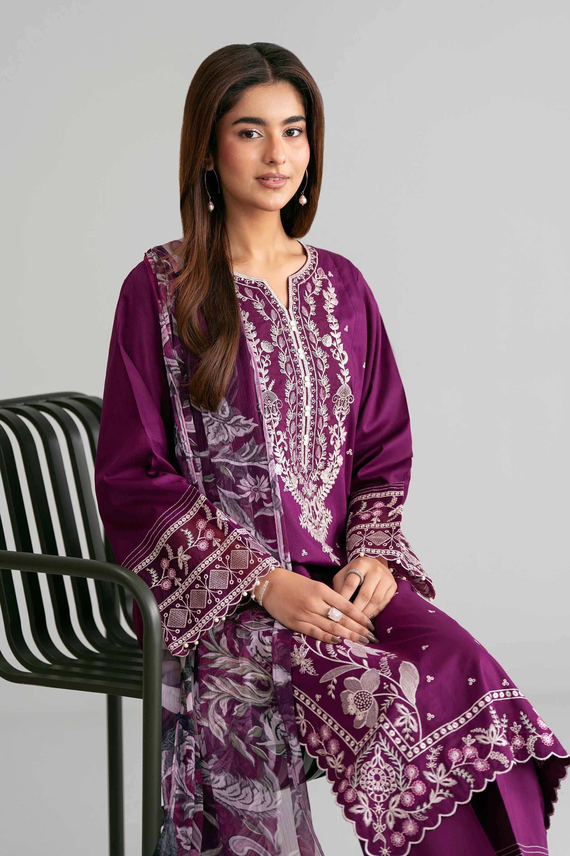 3 Piece - Digital Printed Embroidered Suit - 42601545