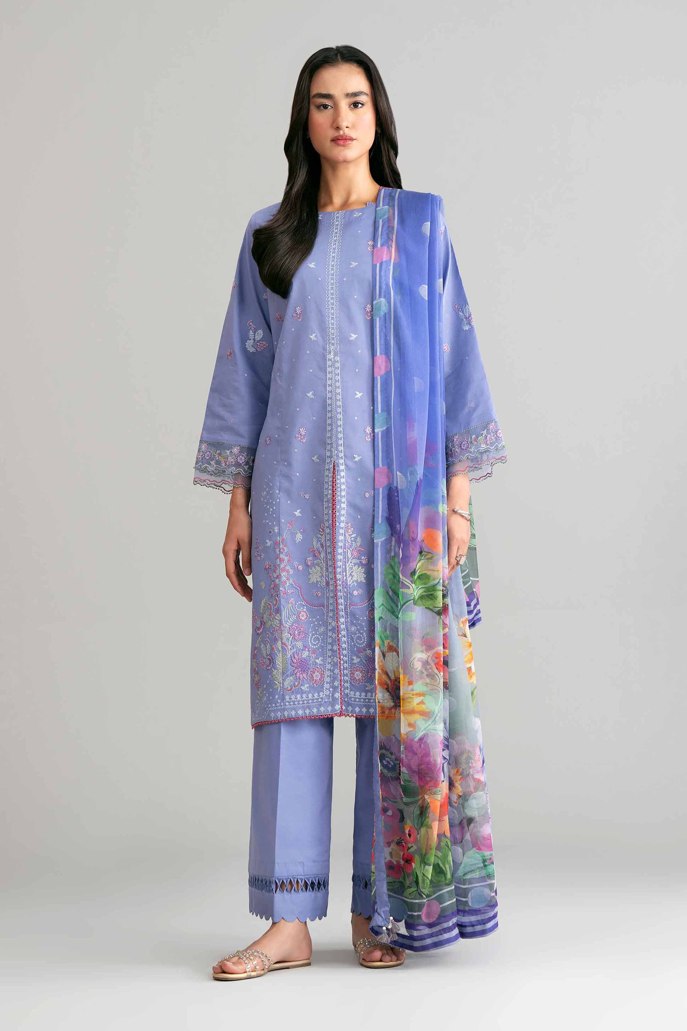 3 Piece - Digital Printed Embroidered Suit - 42601549 Lawn 3PC Embroidered Summer