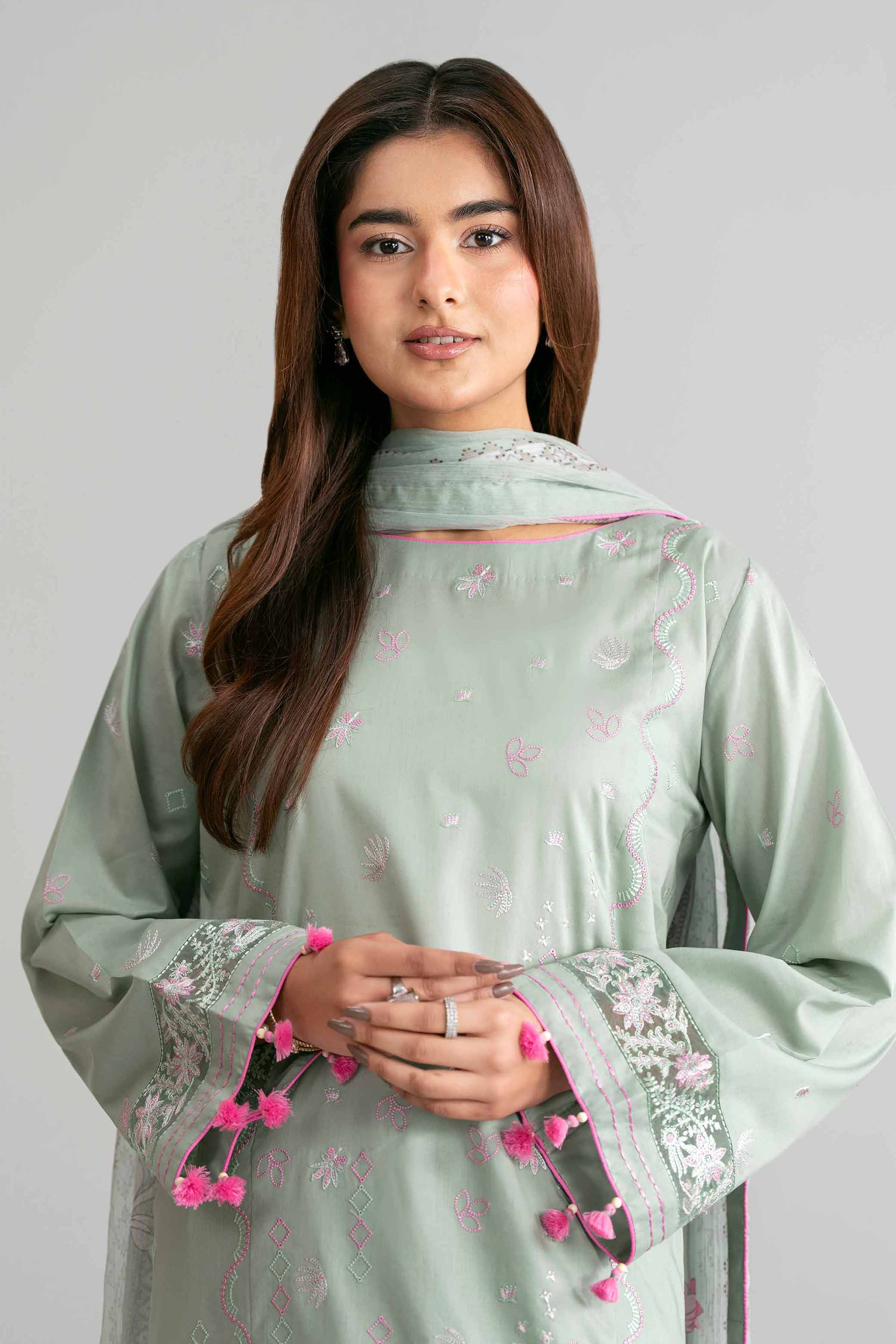 3 Piece - Digital Printed Embroidered Suit - 42601552 Green Lawn 3PC Embroidered Summer