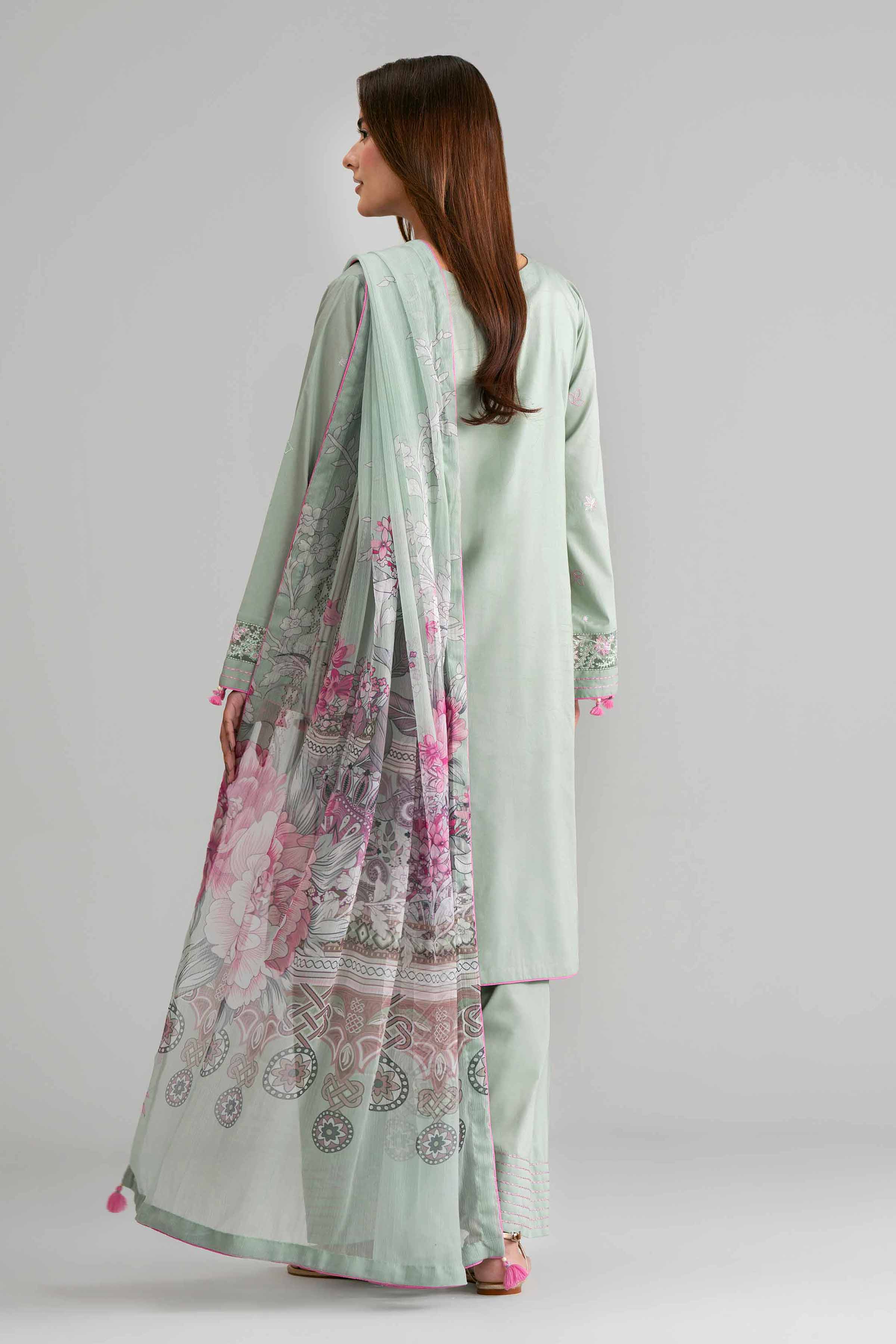 3 Piece - Digital Printed Embroidered Suit - 42601552 Green Lawn 3PC Embroidered Summer