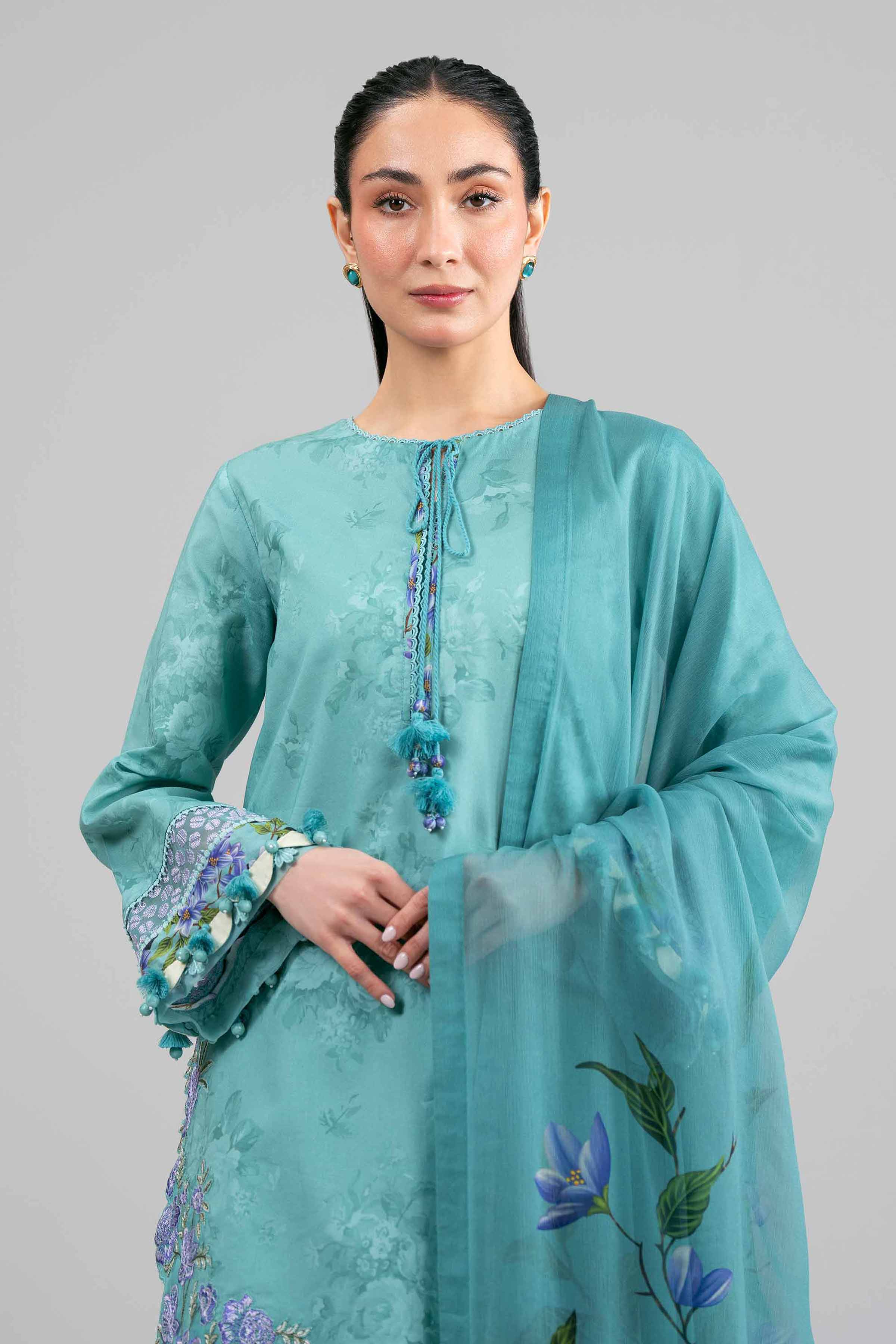 3 Piece - Digital Printed Embroidered Suit - 42601558 Green Lawn 3PC Embroidered Summer