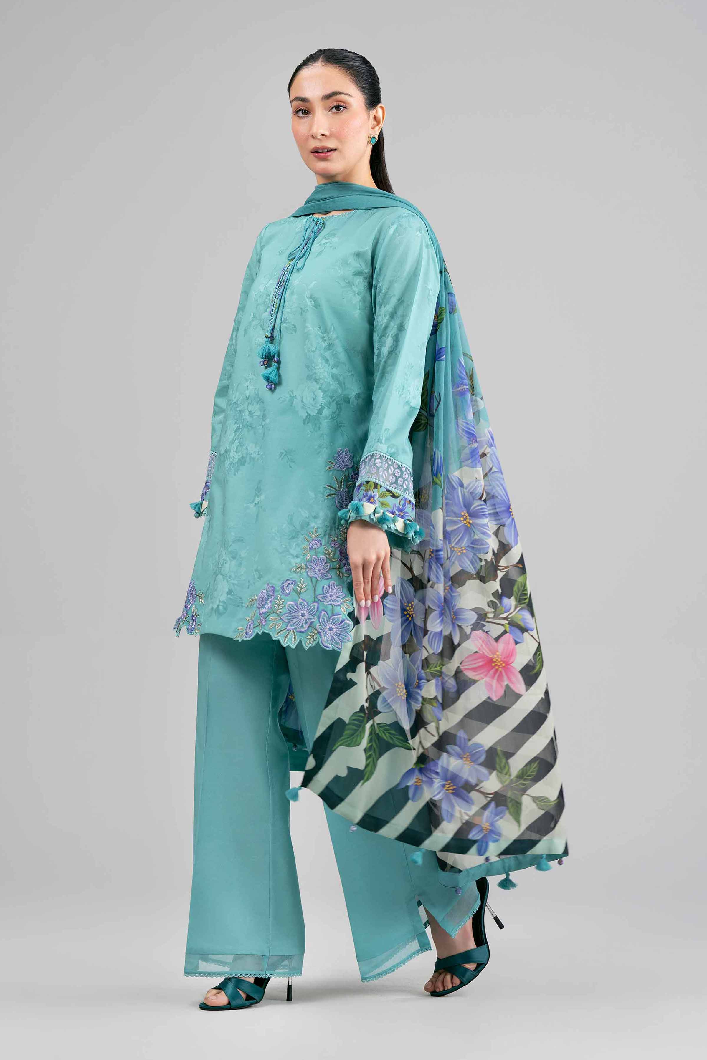 3 Piece - Digital Printed Embroidered Suit - 42601558 Green Lawn 3PC Embroidered Summer