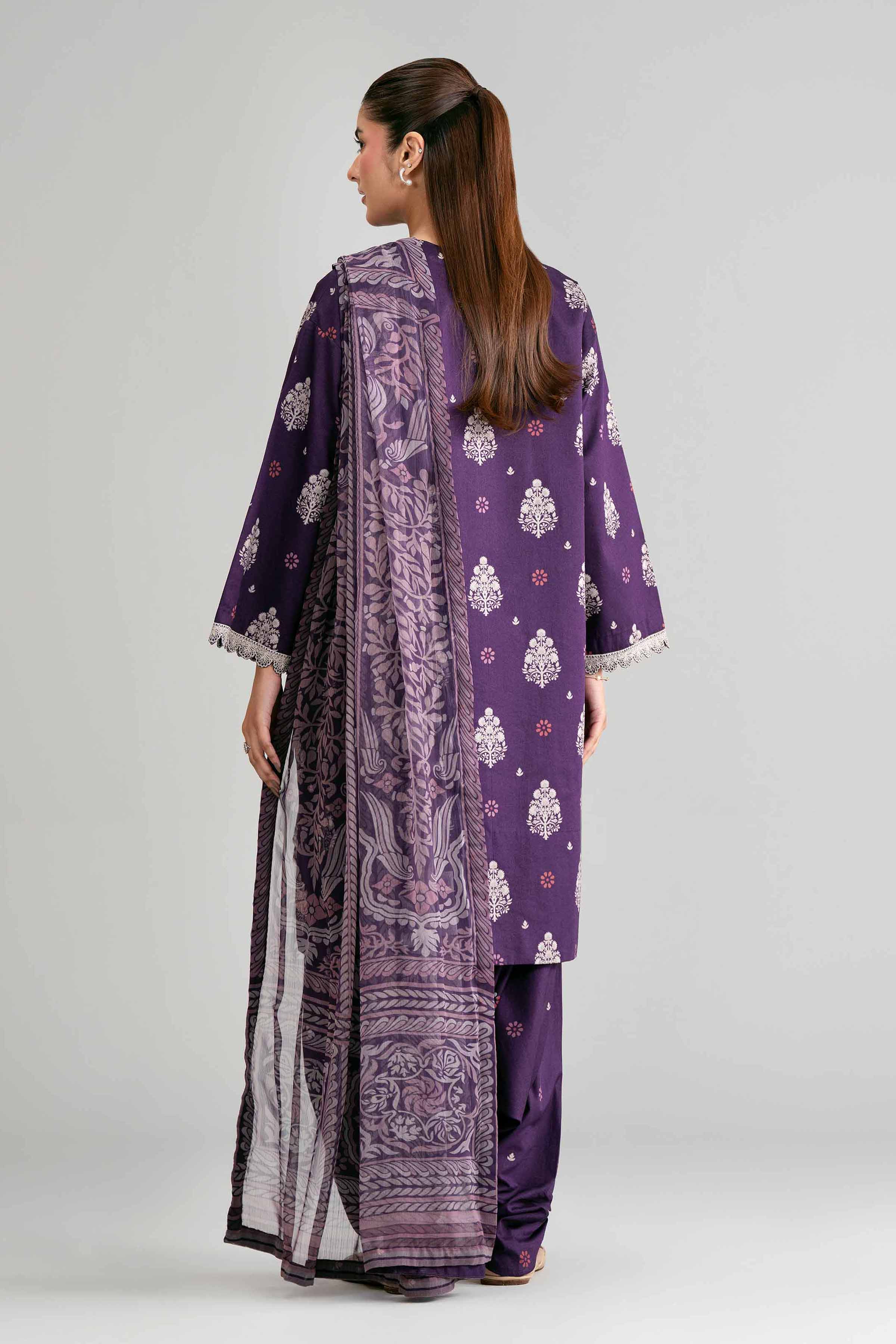 3 Piece - Digital Printed Embroidered Suit - 42601566 Purple Lawn 3PC Embroidered Summer