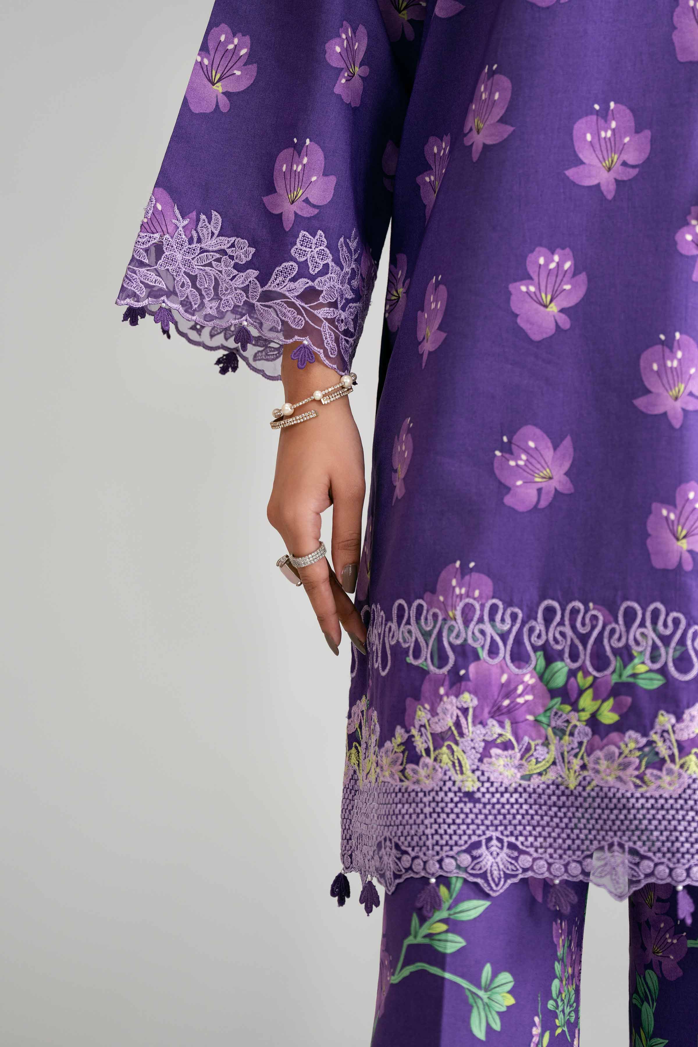 3 Piece - Digital Printed Embroidered Suit - 42601571 Purple Lawn 3PC Embroidered Summer