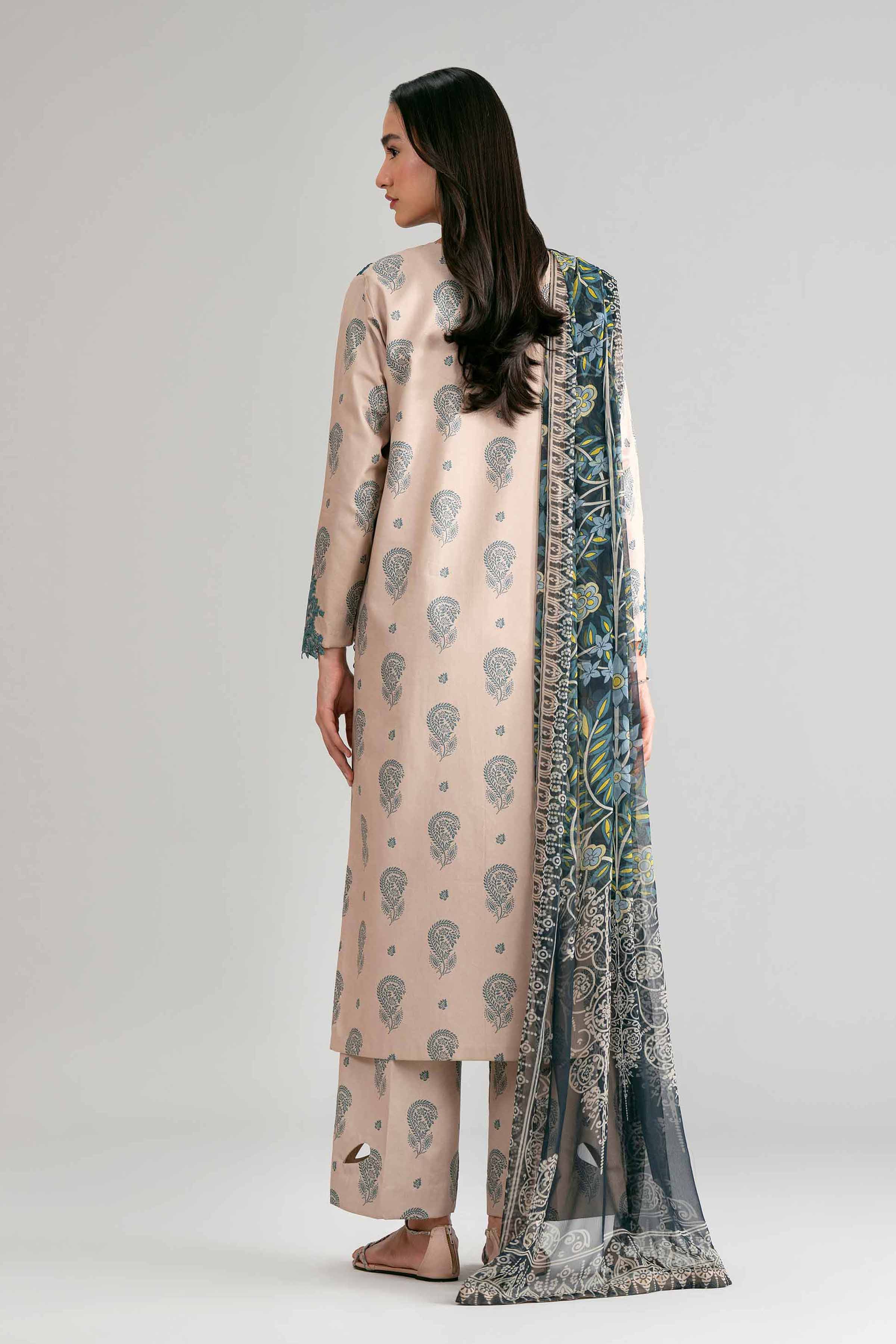 3 Piece - Digital Printed Embroidered Suit - 42601572 Beige Lawn 3PC Embroidered Summer