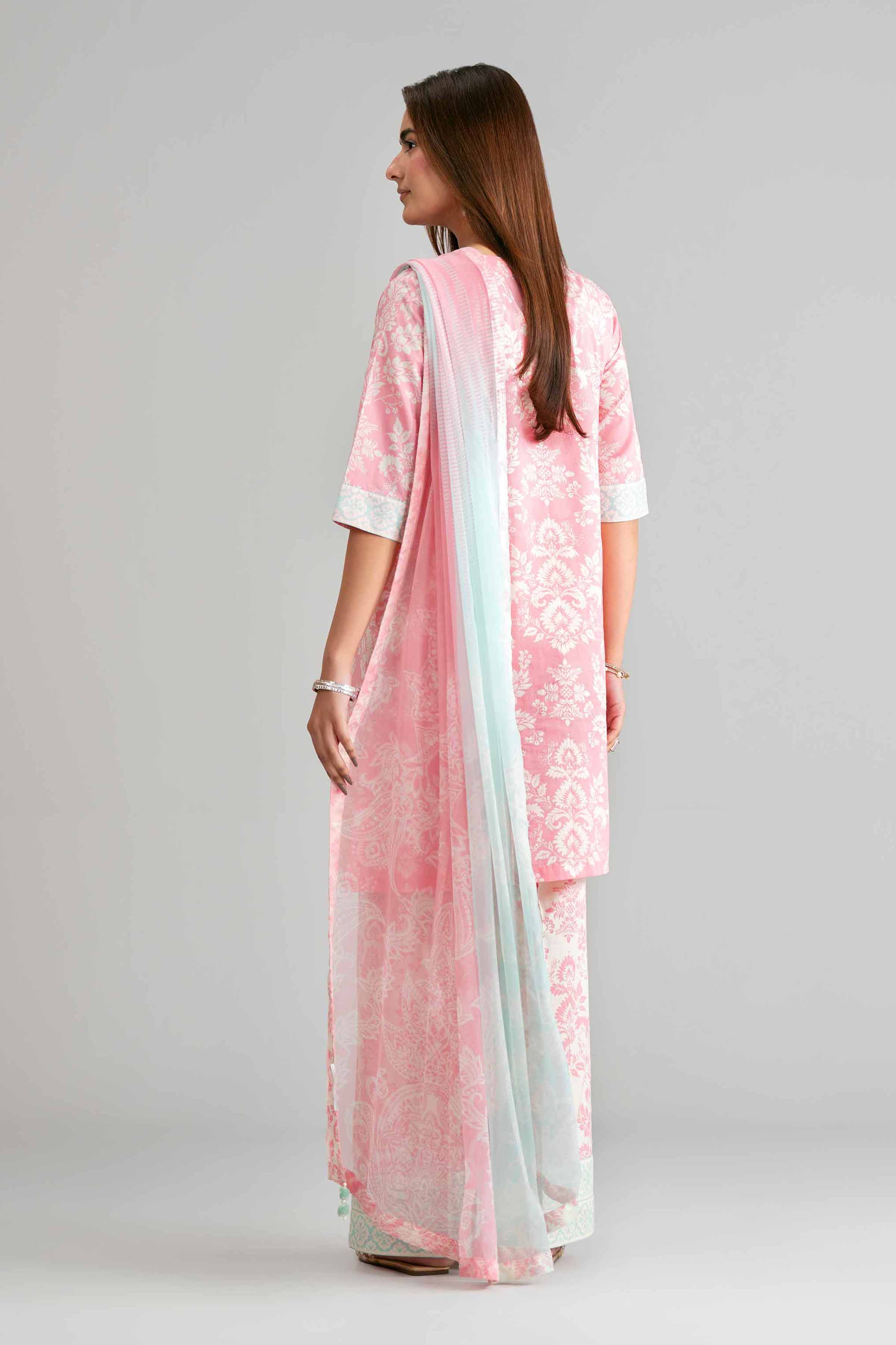 3 Piece - Digital Printed Embroidered Suit - 42601573 Pink Lawn 3PC Embroidered Summer