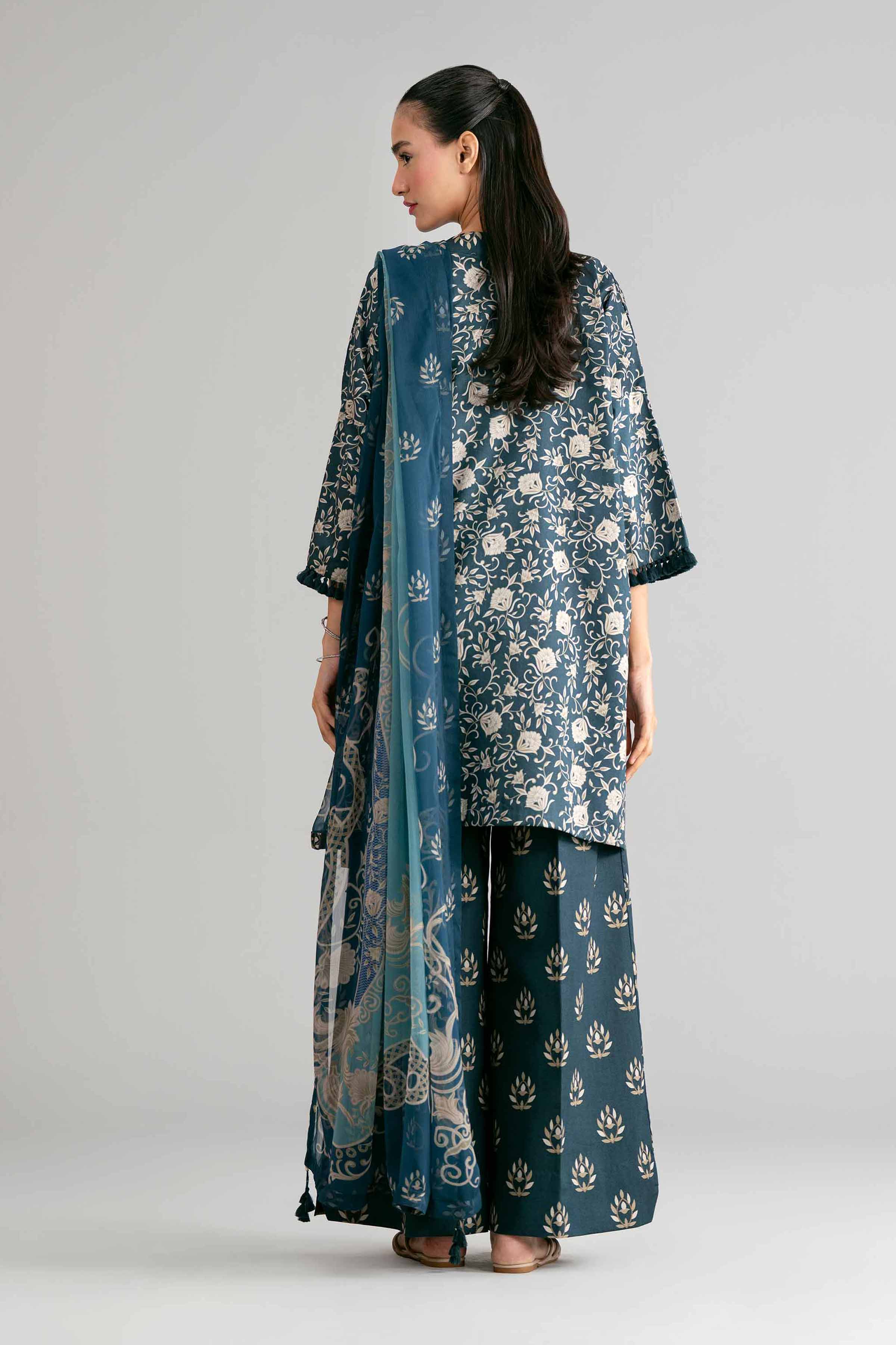 3 Piece - Digital Printed Suit - 42601574 Blue Lawn 3PC Printed Summer