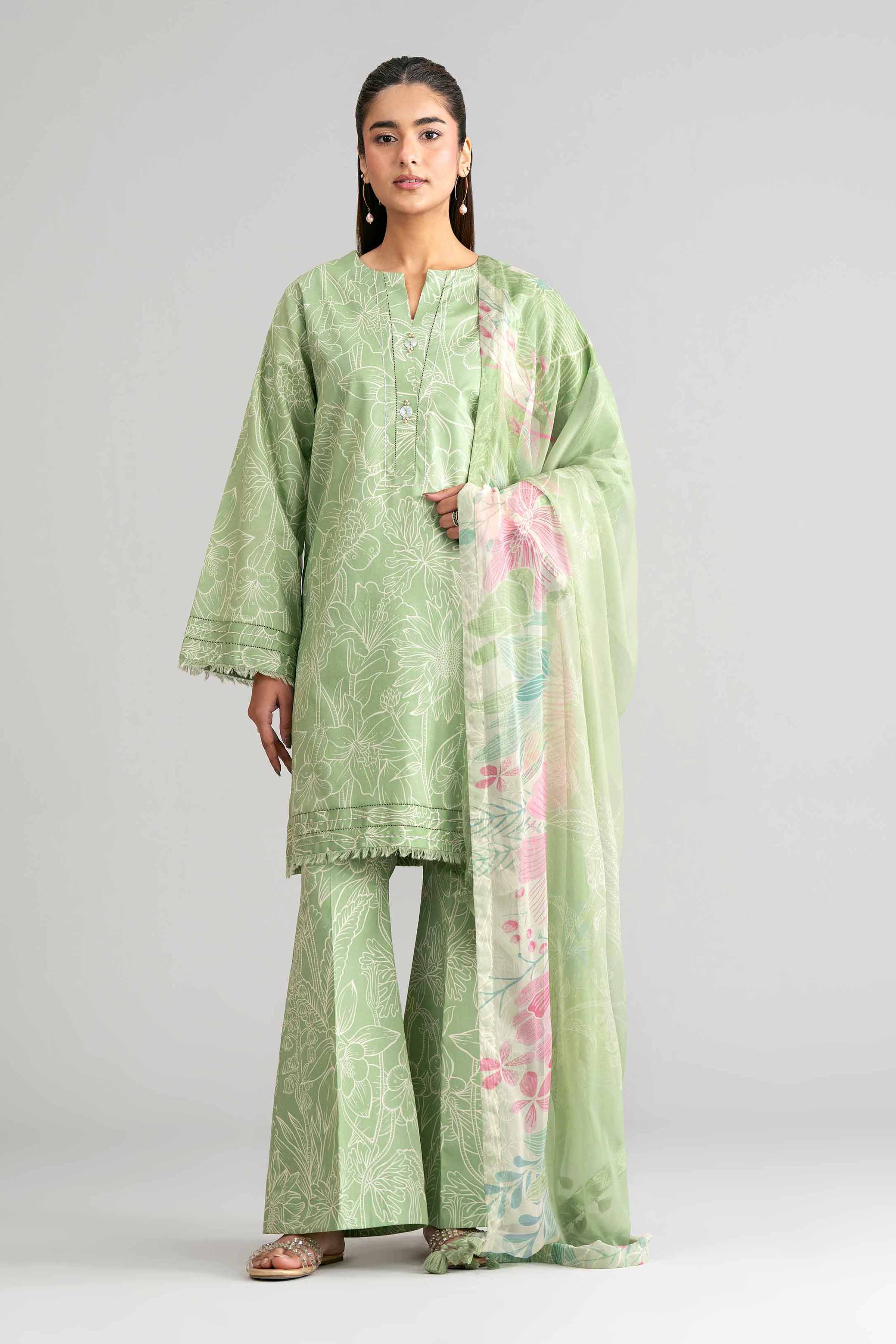 3 Piece - Digital Printed Suit - 42601576 Green Lawn 3PC Printed Summer