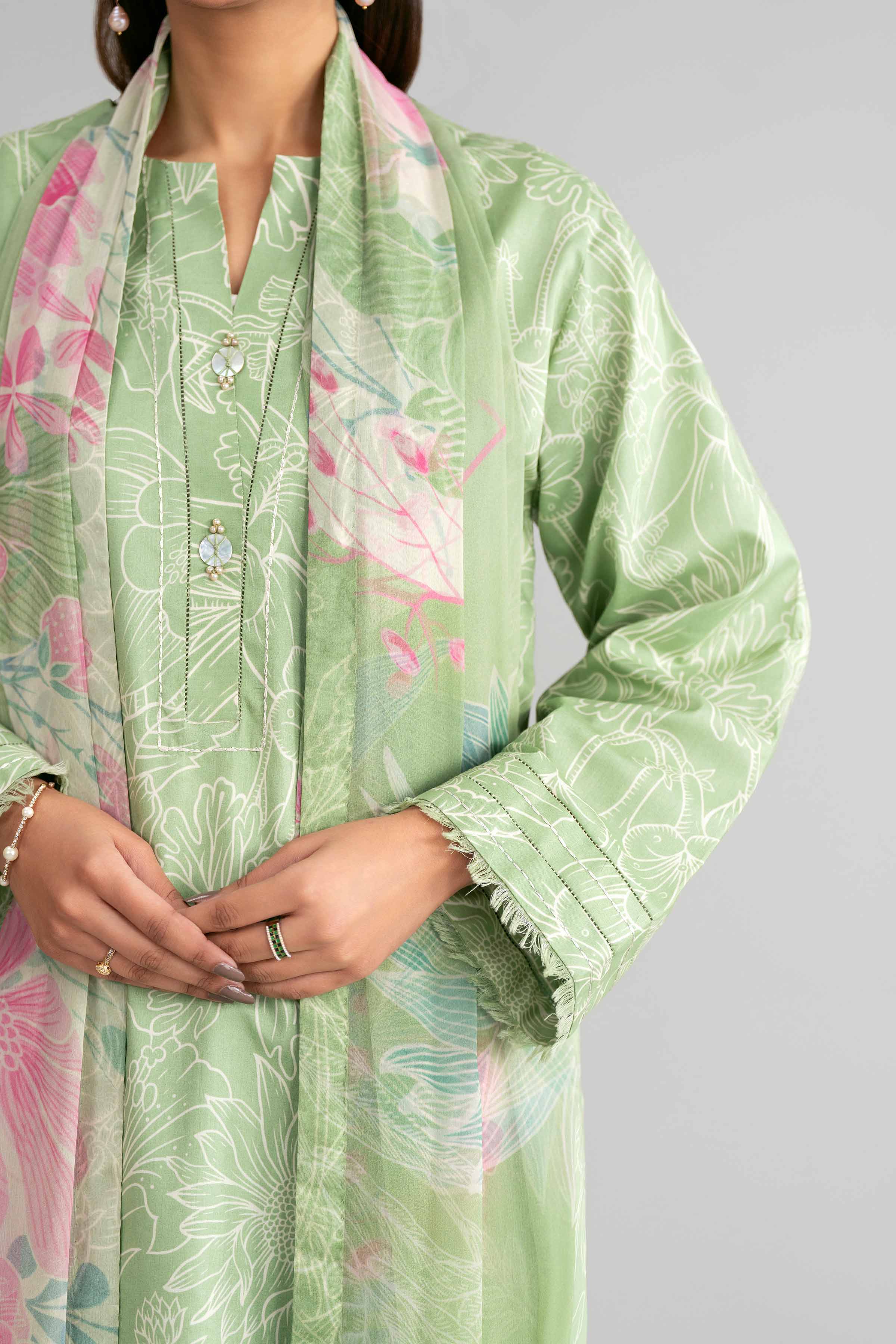 3 Piece - Digital Printed Suit - 42601576 Green Lawn 3PC Printed Summer