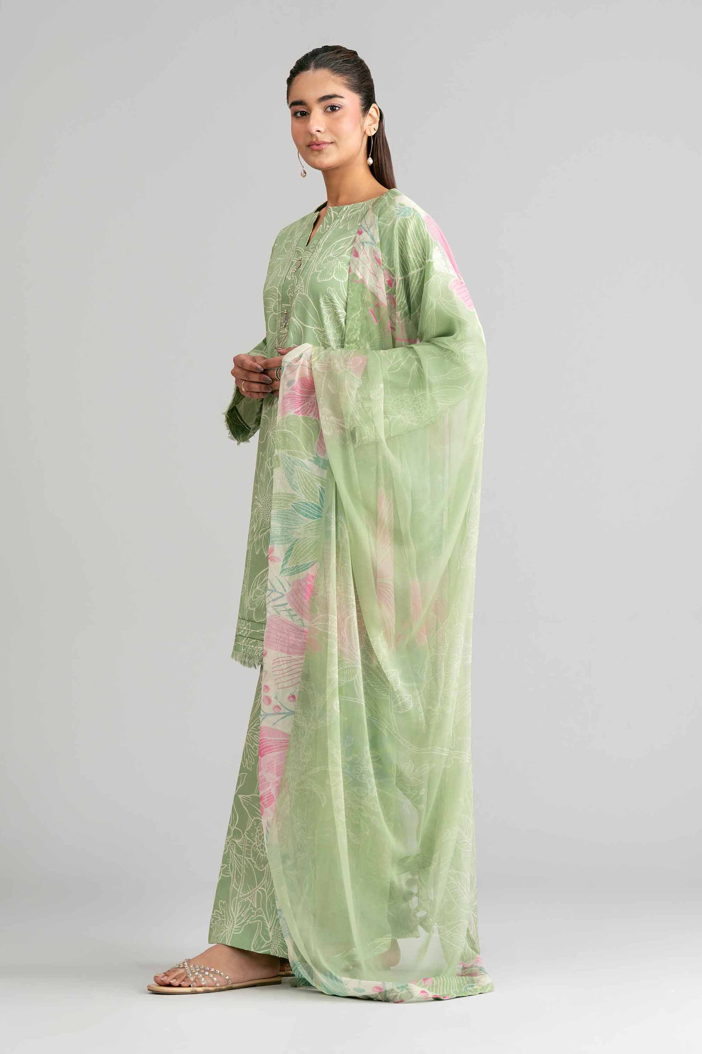 3 Piece - Digital Printed Suit - 42601576 Green Lawn 3PC Printed Summer